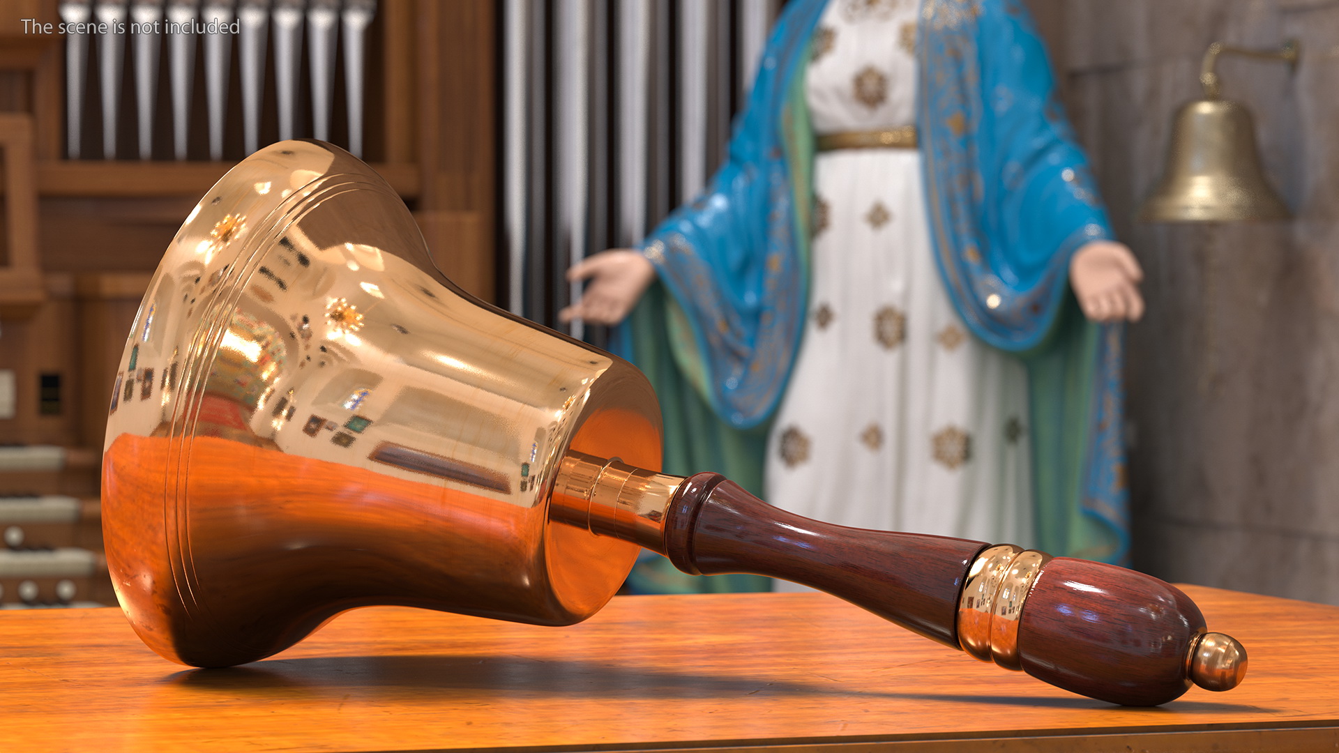 3D Brass Altar Bell with Wood Handle model
