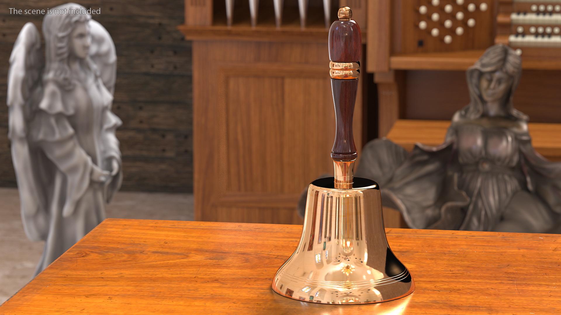 3D Brass Altar Bell with Wood Handle model