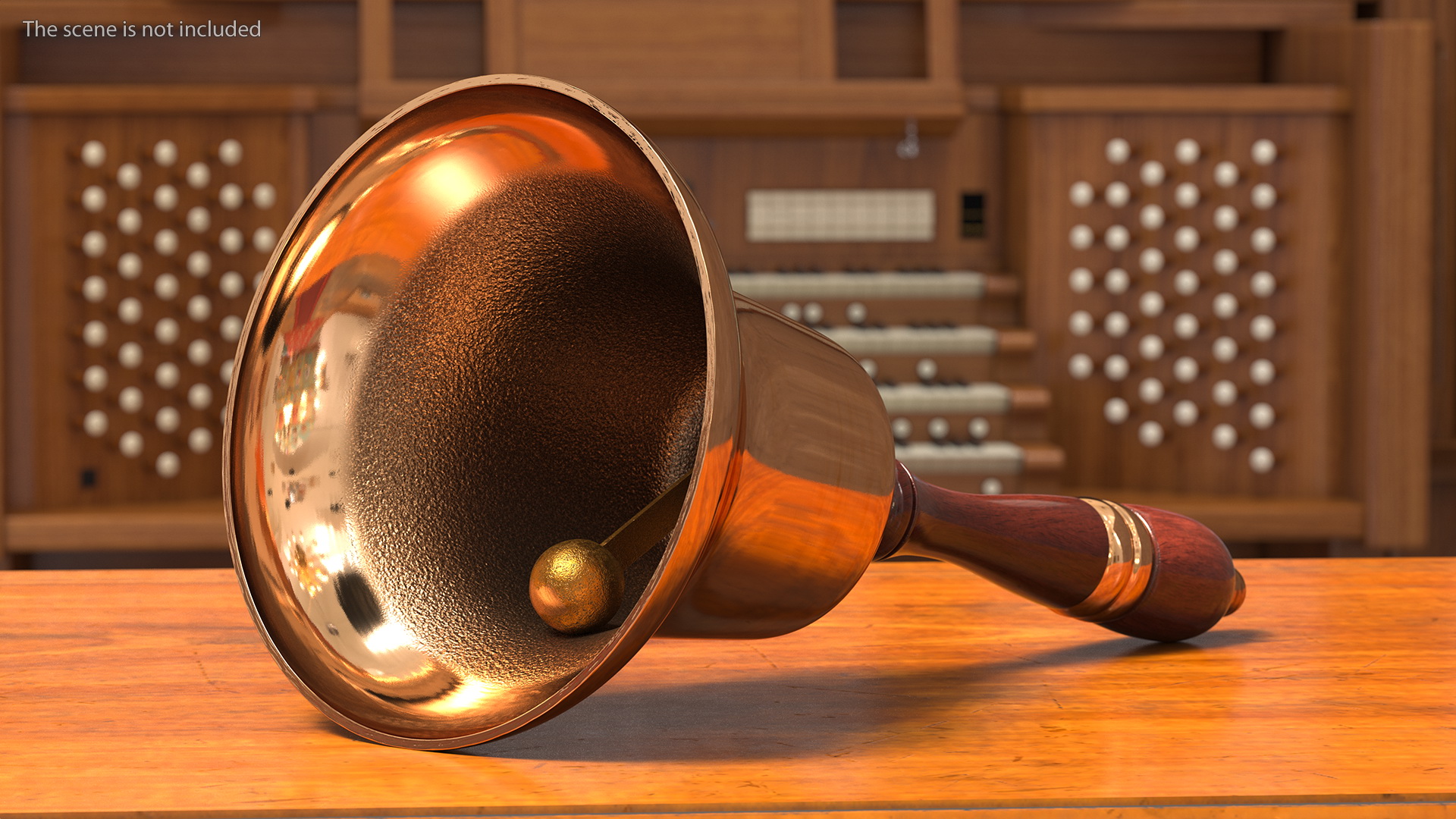 3D Brass Altar Bell with Wood Handle model