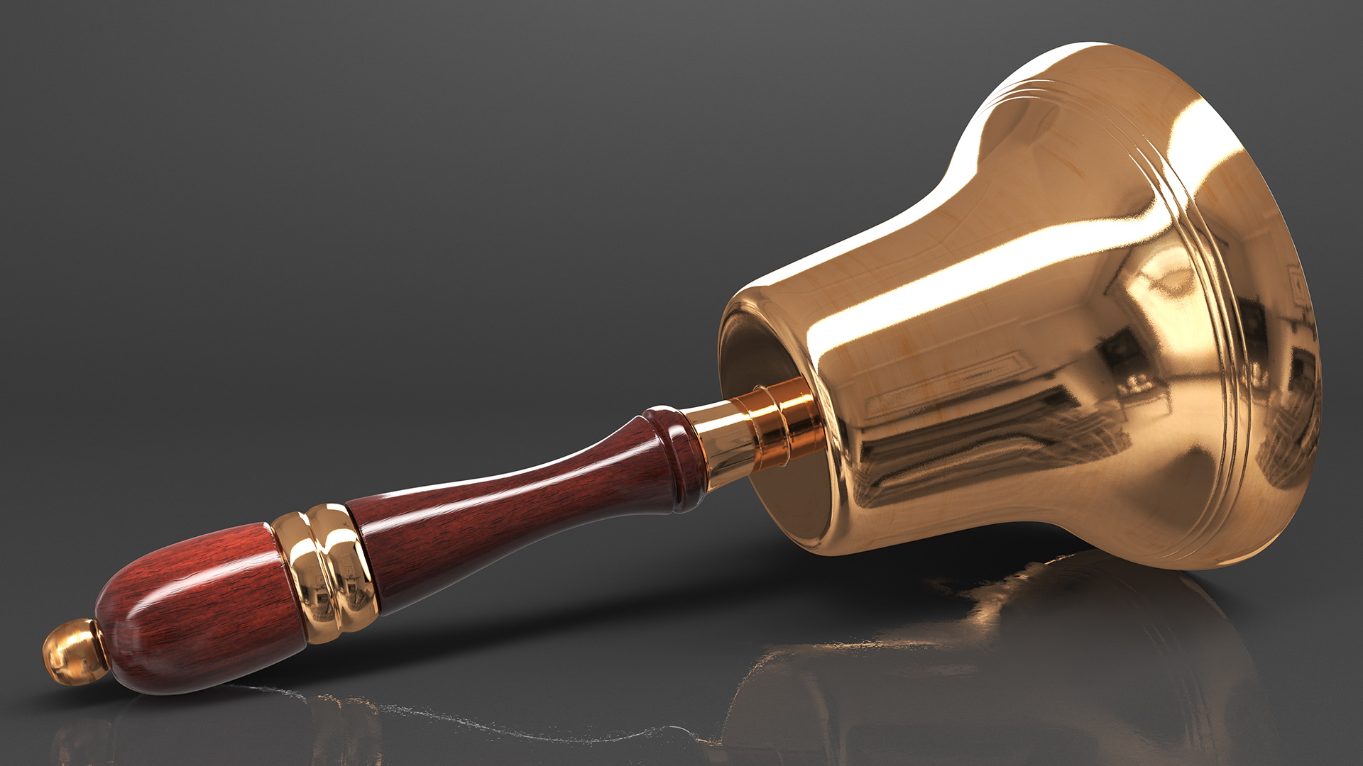 3D Brass Altar Bell with Wood Handle model