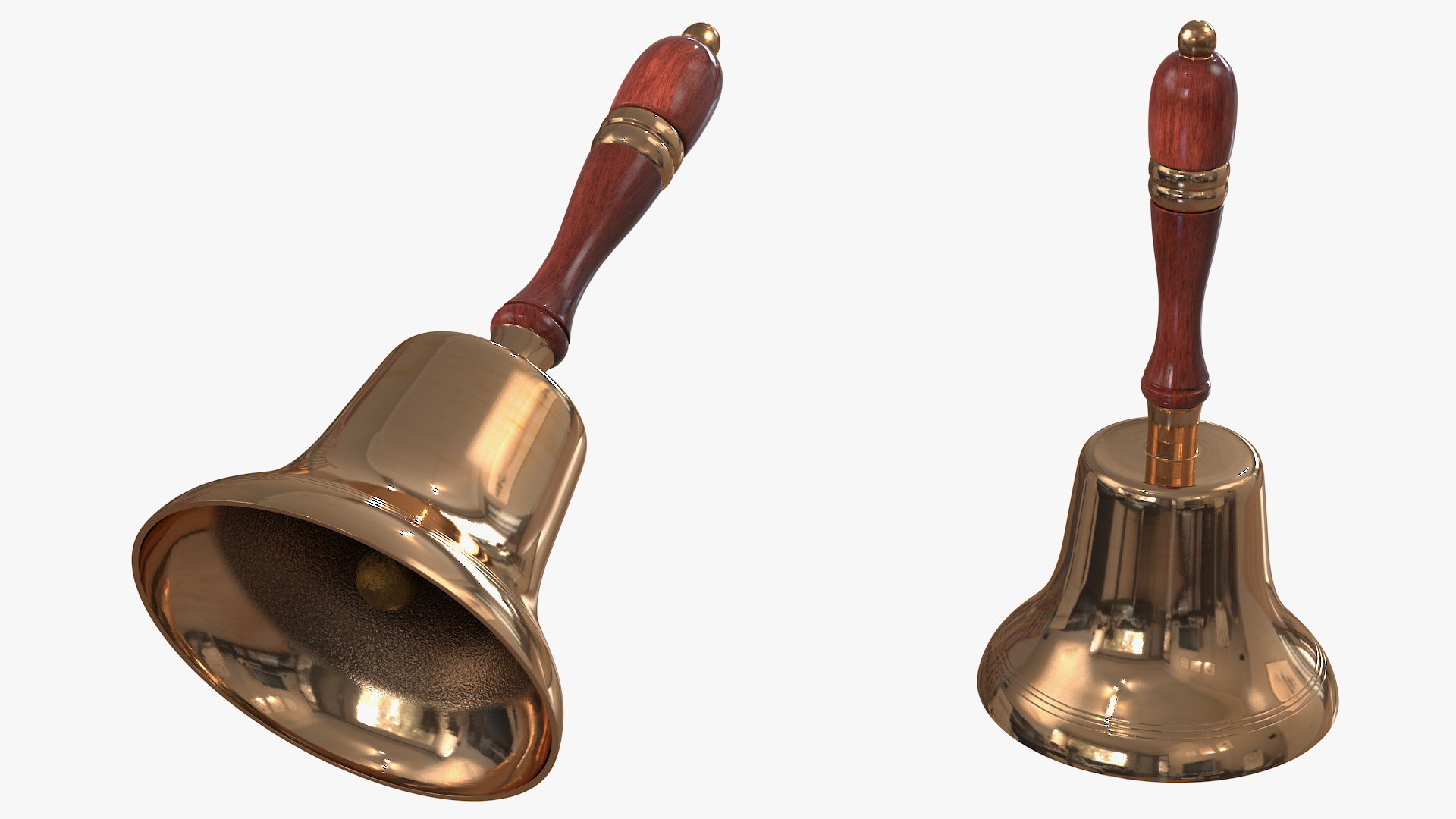 3D Brass Altar Bell with Wood Handle model