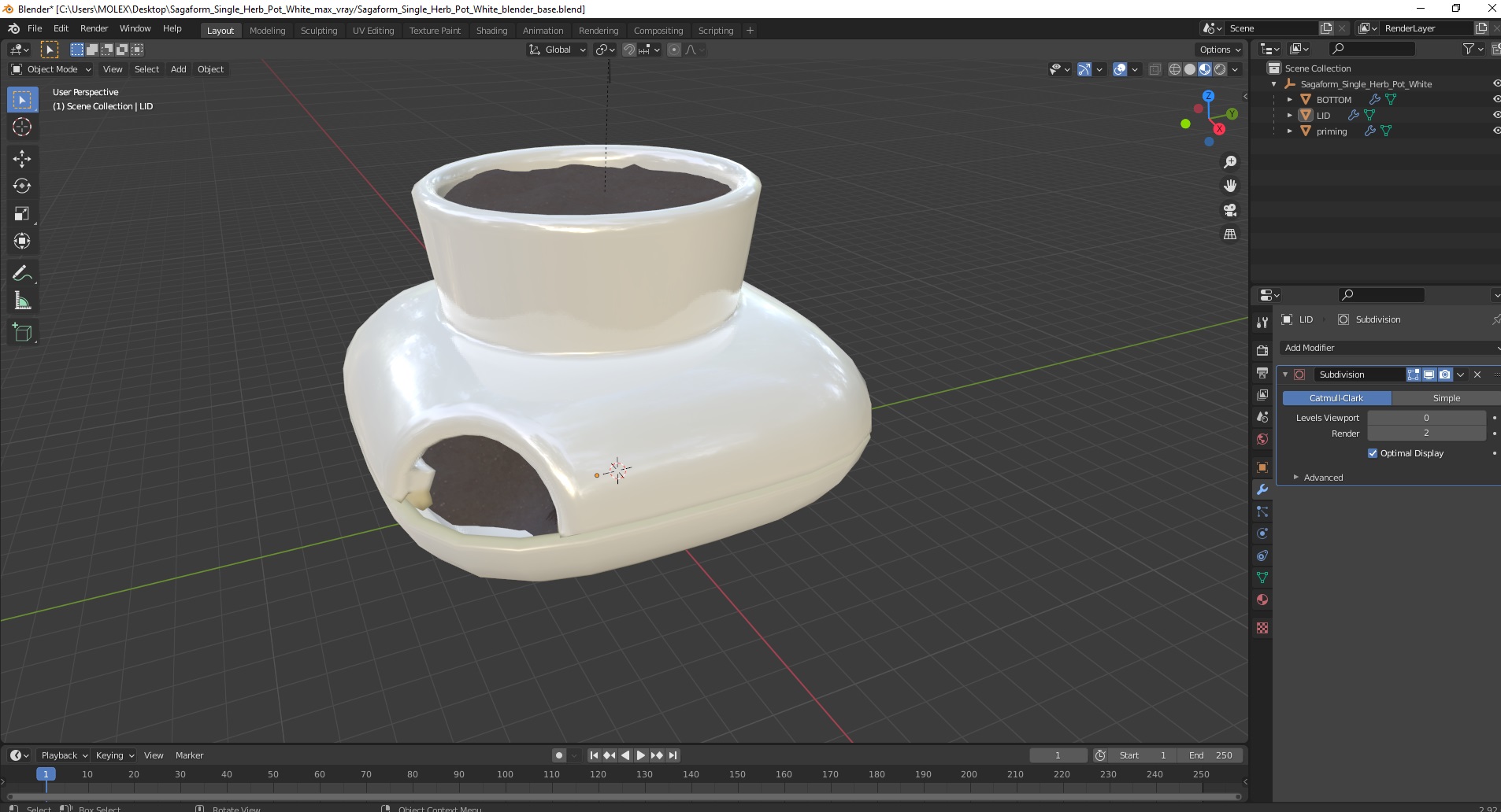 3D model Sagaform Single Herb Pot White