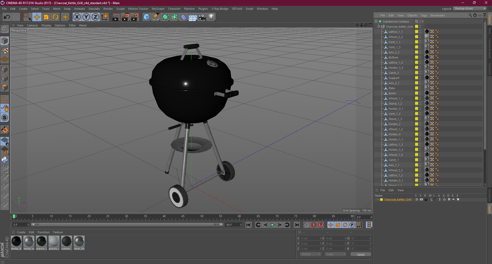 3D Charcoal Kettle Grill