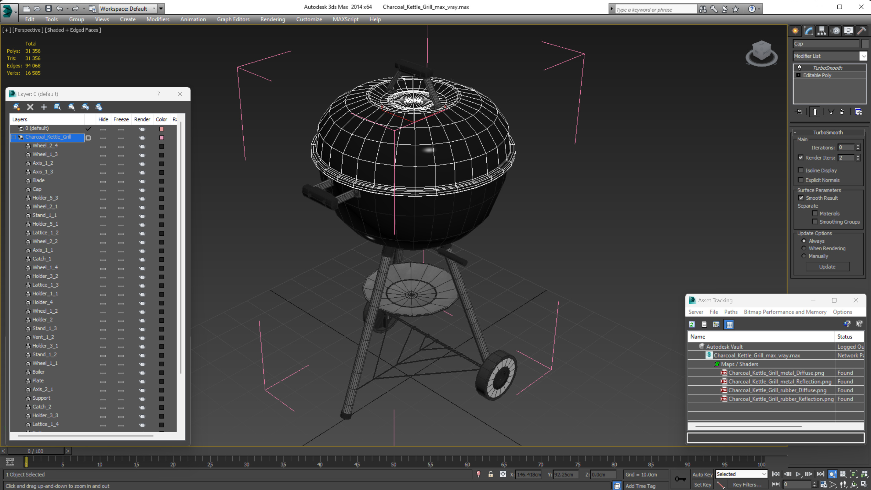 3D Charcoal Kettle Grill