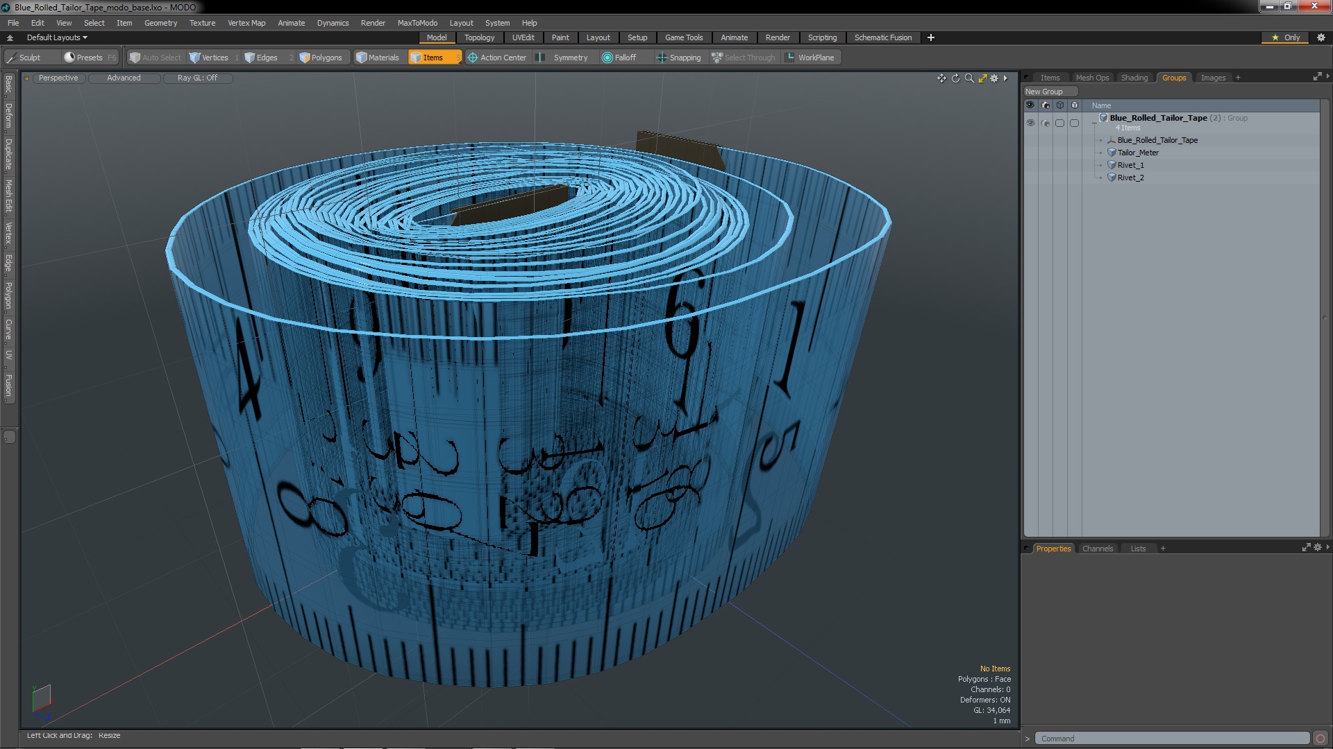 3D Blue Rolled Tailor Tape model