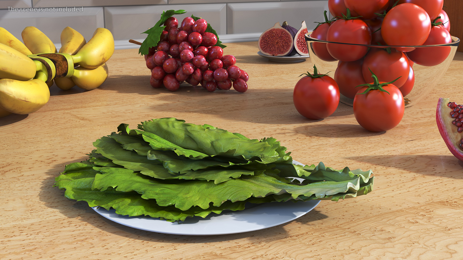 3D Lettuce Leaves on Plate model