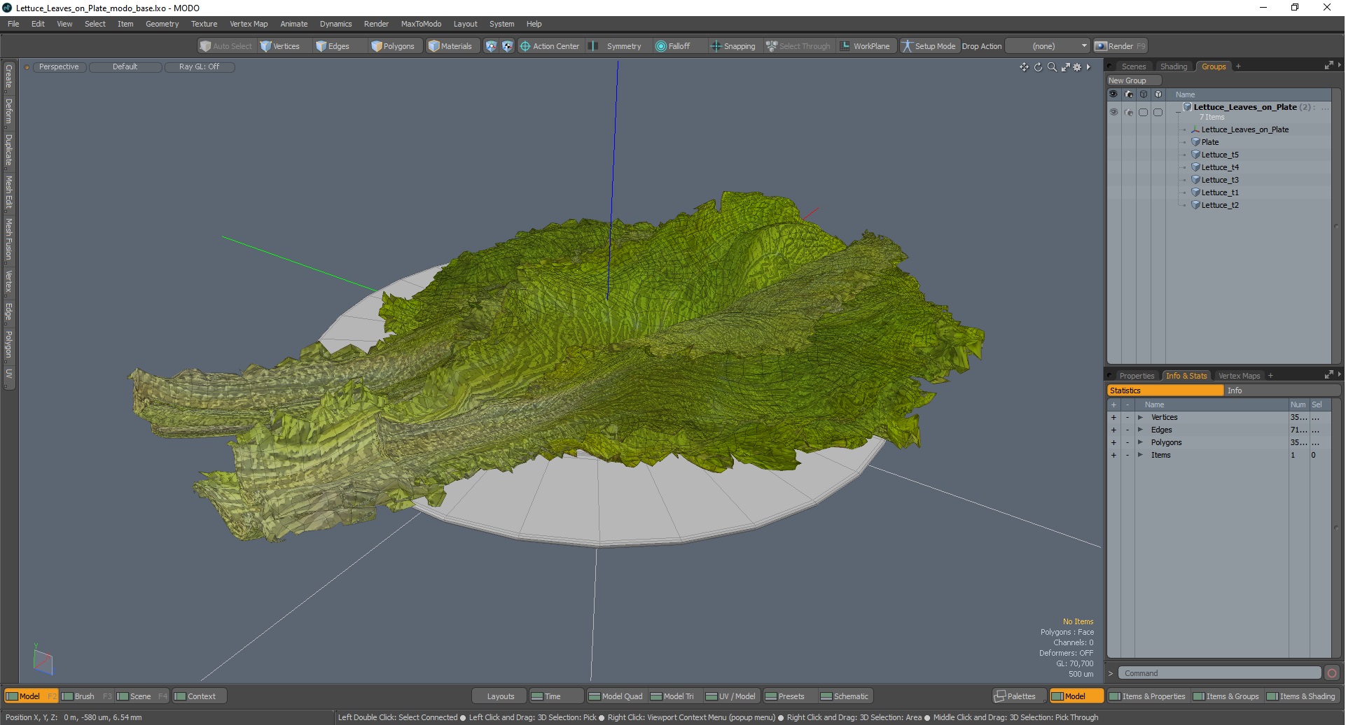 3D Lettuce Leaves on Plate model