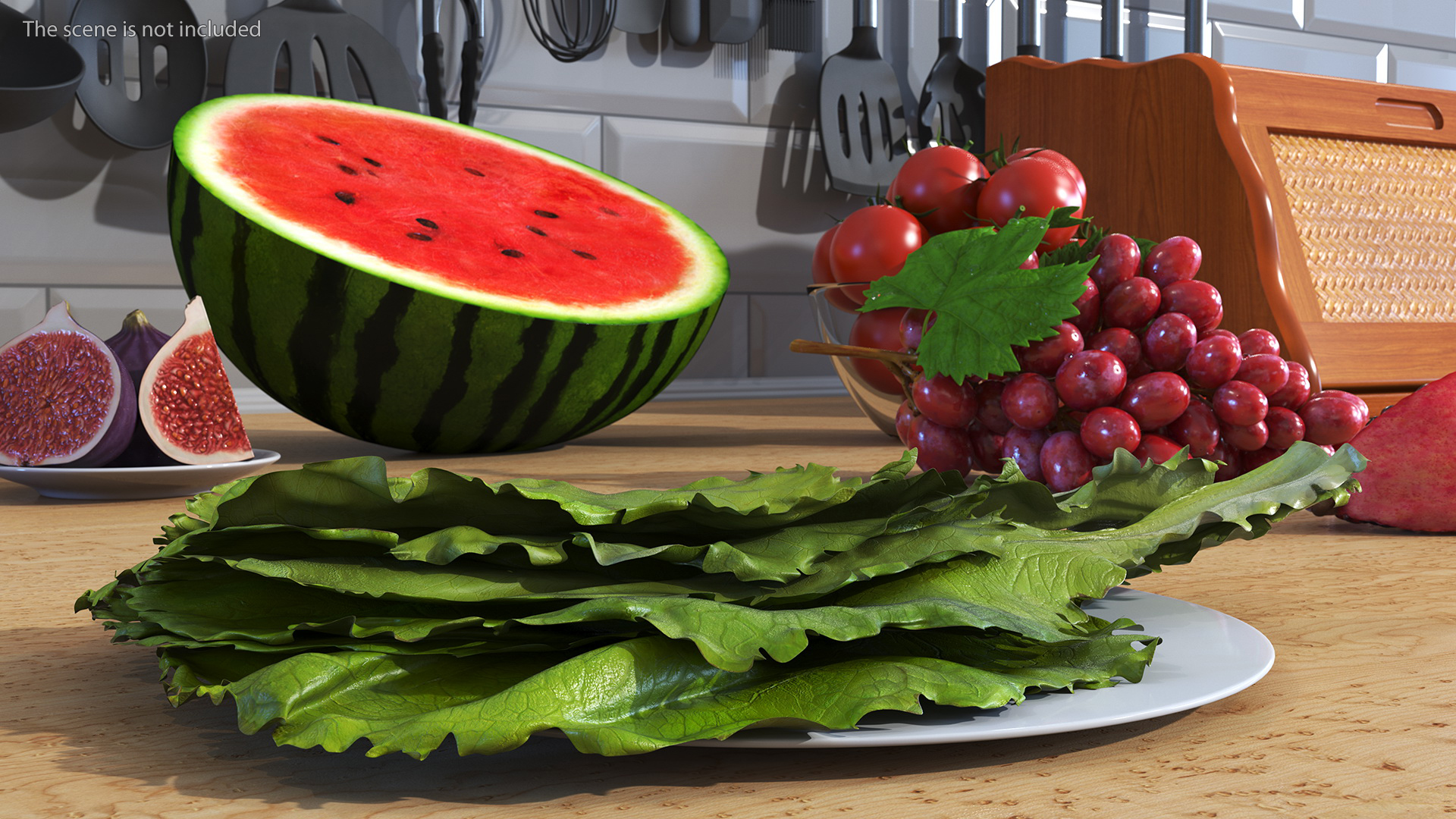 3D Lettuce Leaves on Plate model