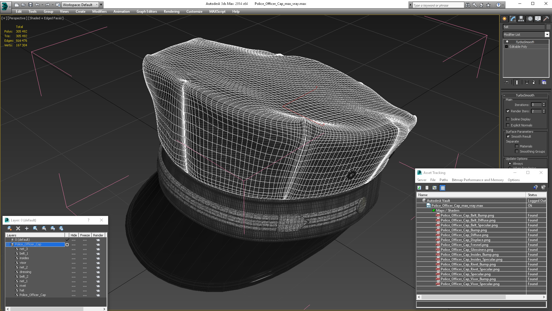 3D Police Officer Cap model