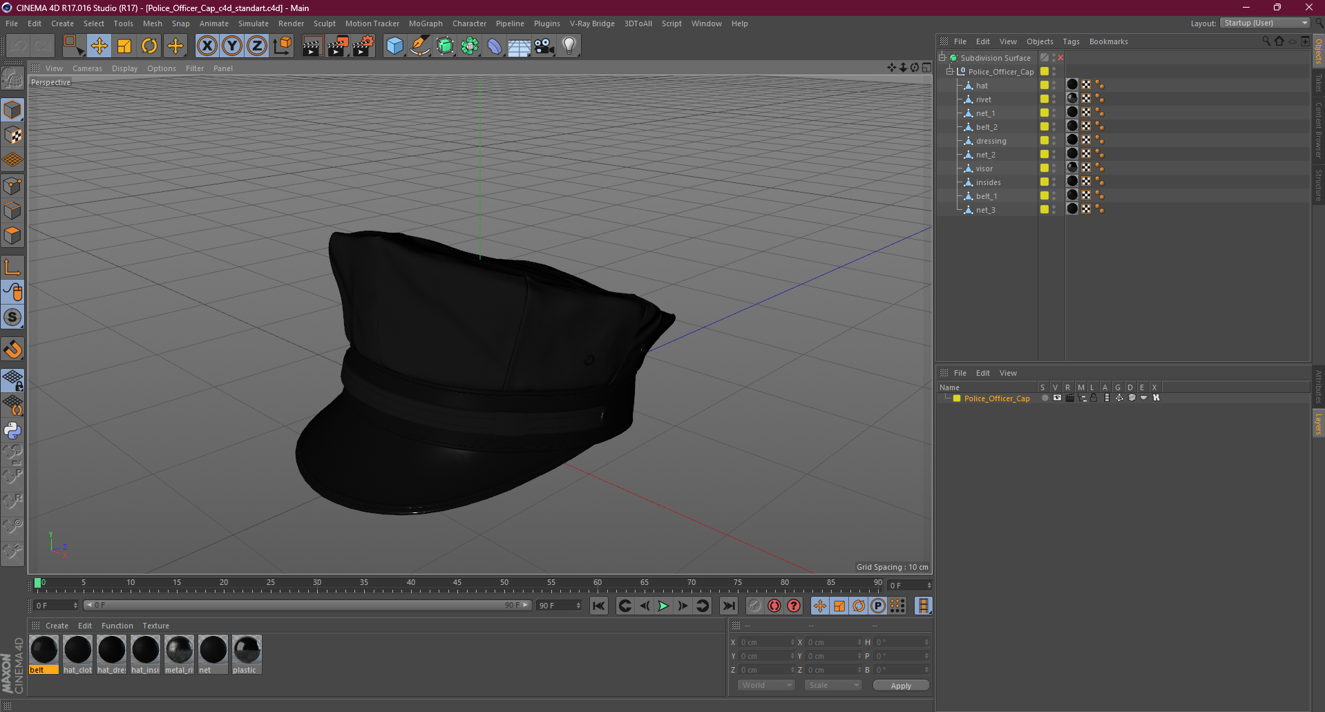 3D Police Officer Cap model