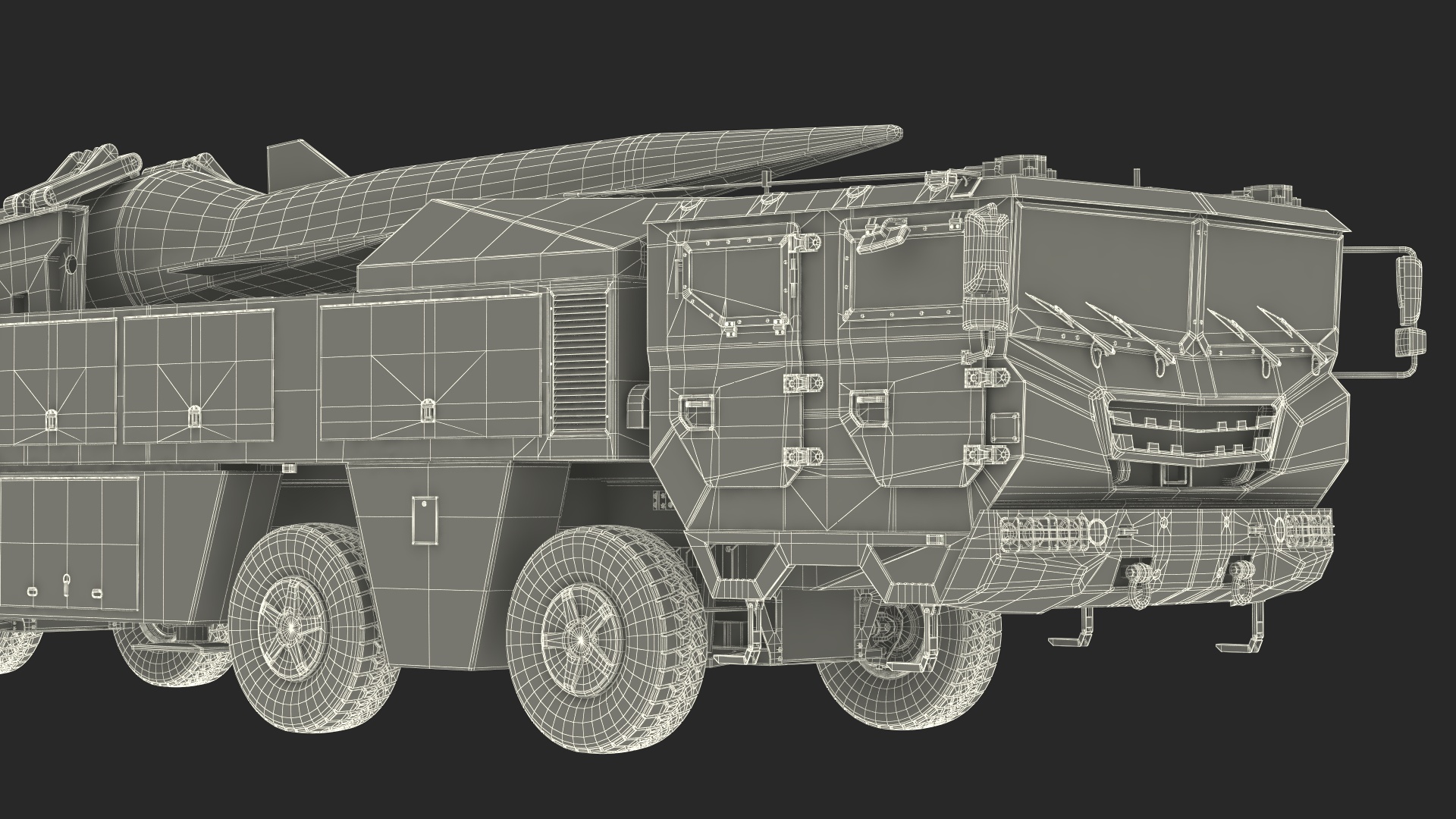 3D Atomic Missile on Road Mobile Vehicle Rigged for Maya model