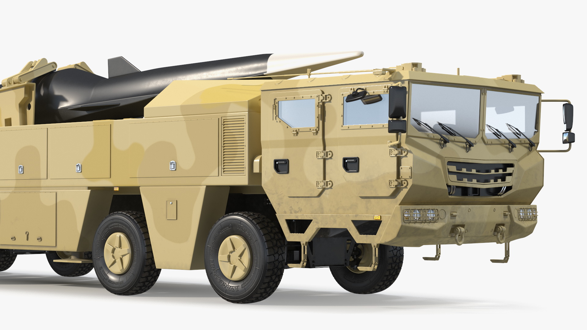 3D Atomic Missile on Road Mobile Vehicle Rigged for Maya model