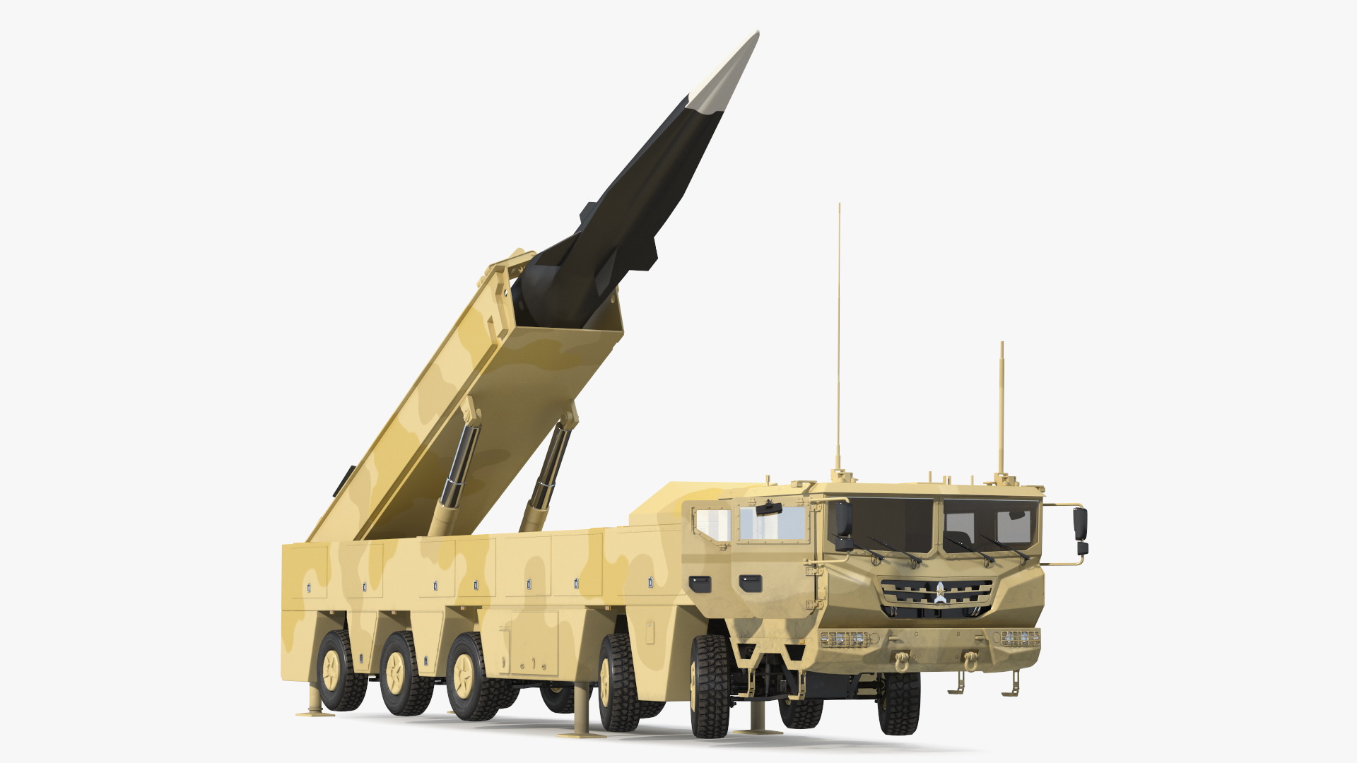 3D Atomic Missile on Road Mobile Vehicle Rigged for Maya model