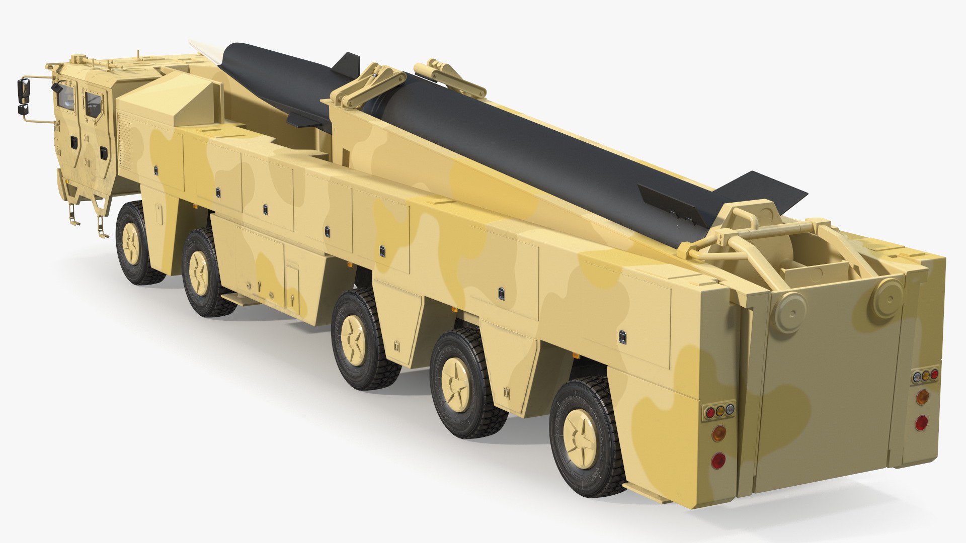 3D Atomic Missile on Road Mobile Vehicle Rigged for Maya model