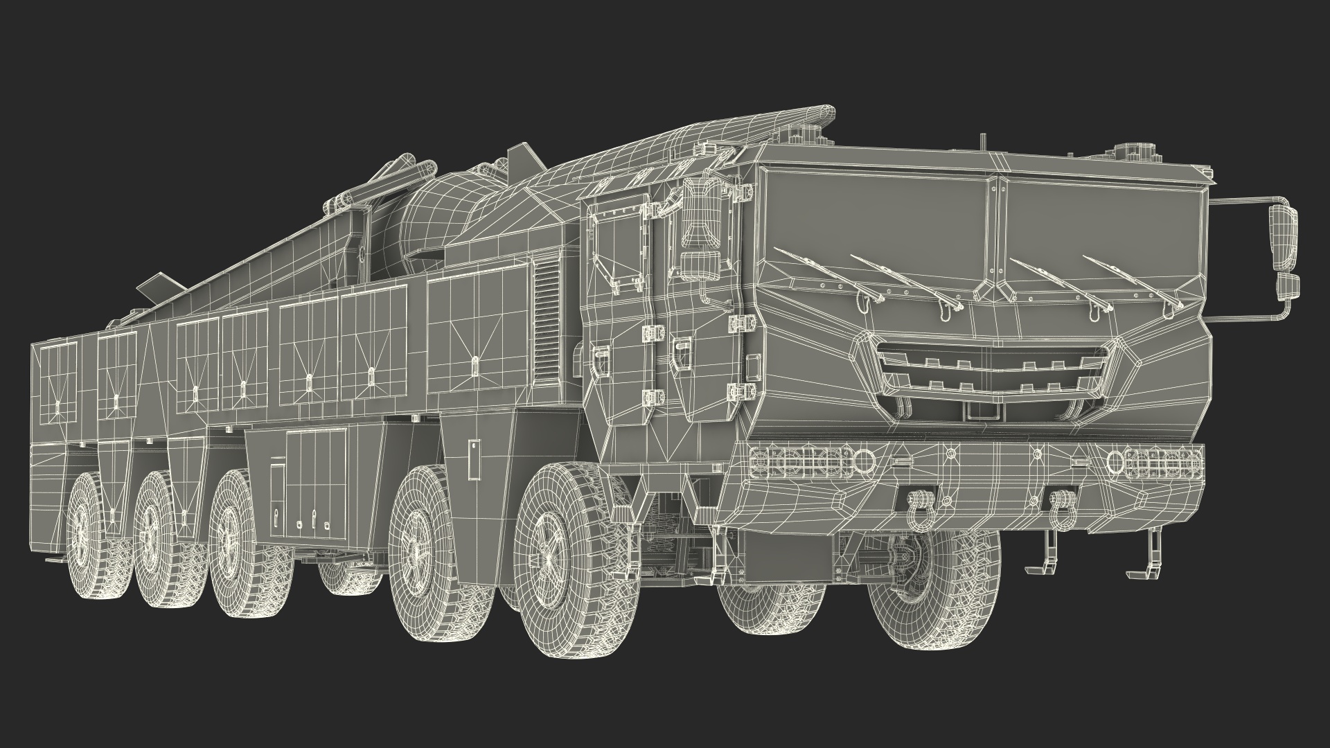 3D Atomic Missile on Road Mobile Vehicle Rigged for Maya model