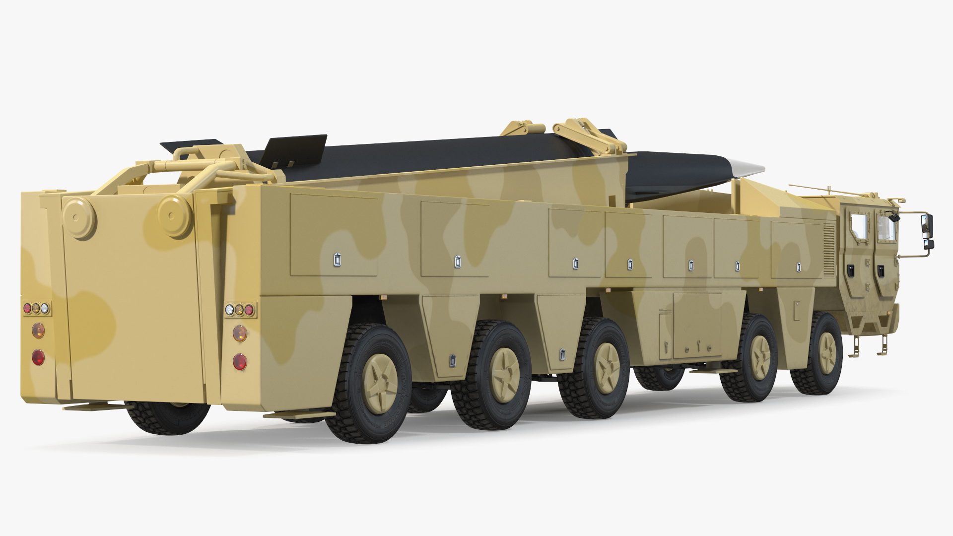 3D Atomic Missile on Road Mobile Vehicle Rigged for Maya model
