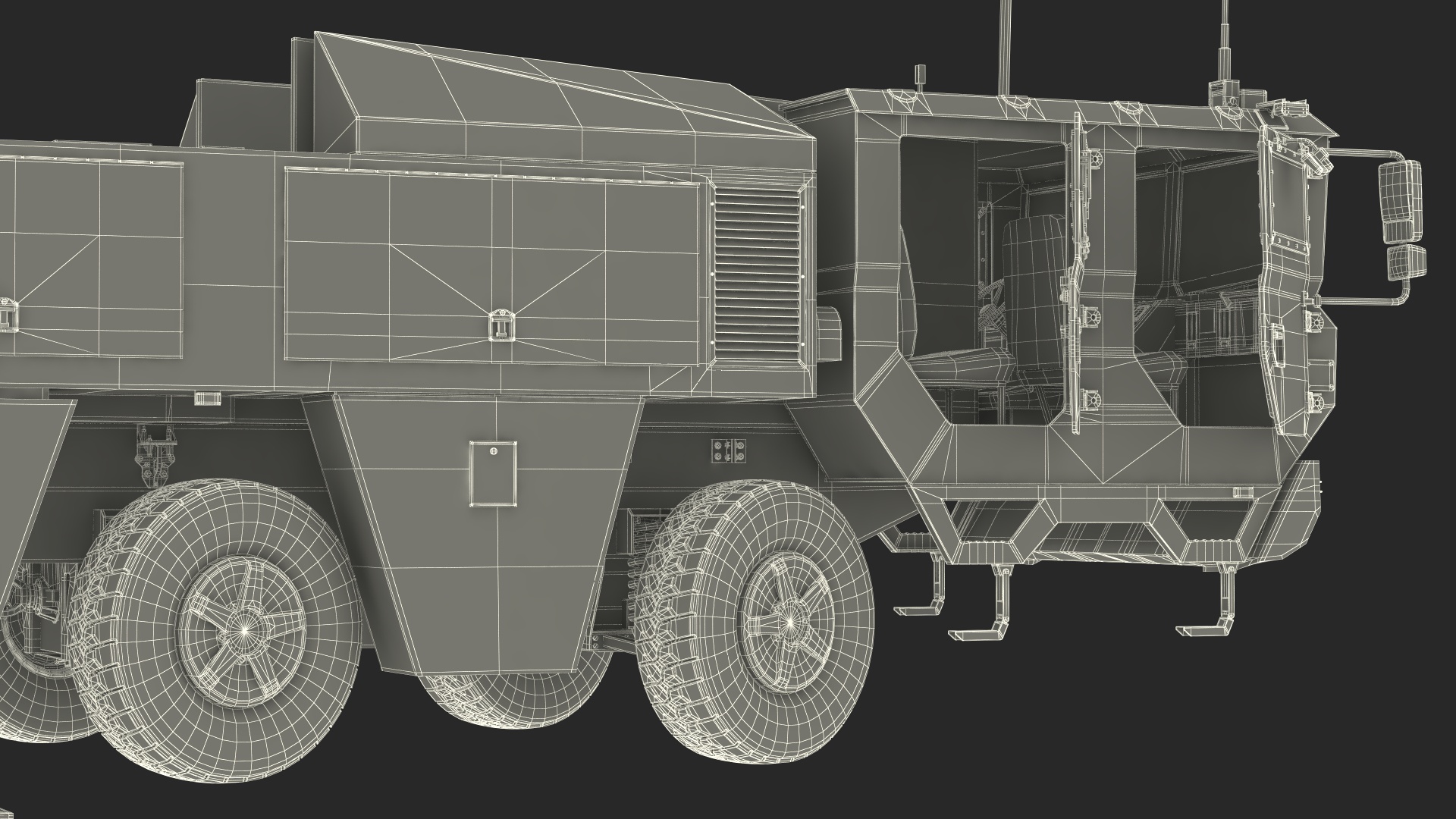 3D Atomic Missile on Road Mobile Vehicle Rigged for Maya model