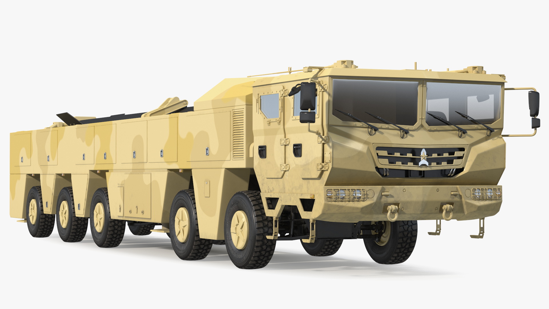 3D Atomic Missile on Road Mobile Vehicle Rigged for Maya model