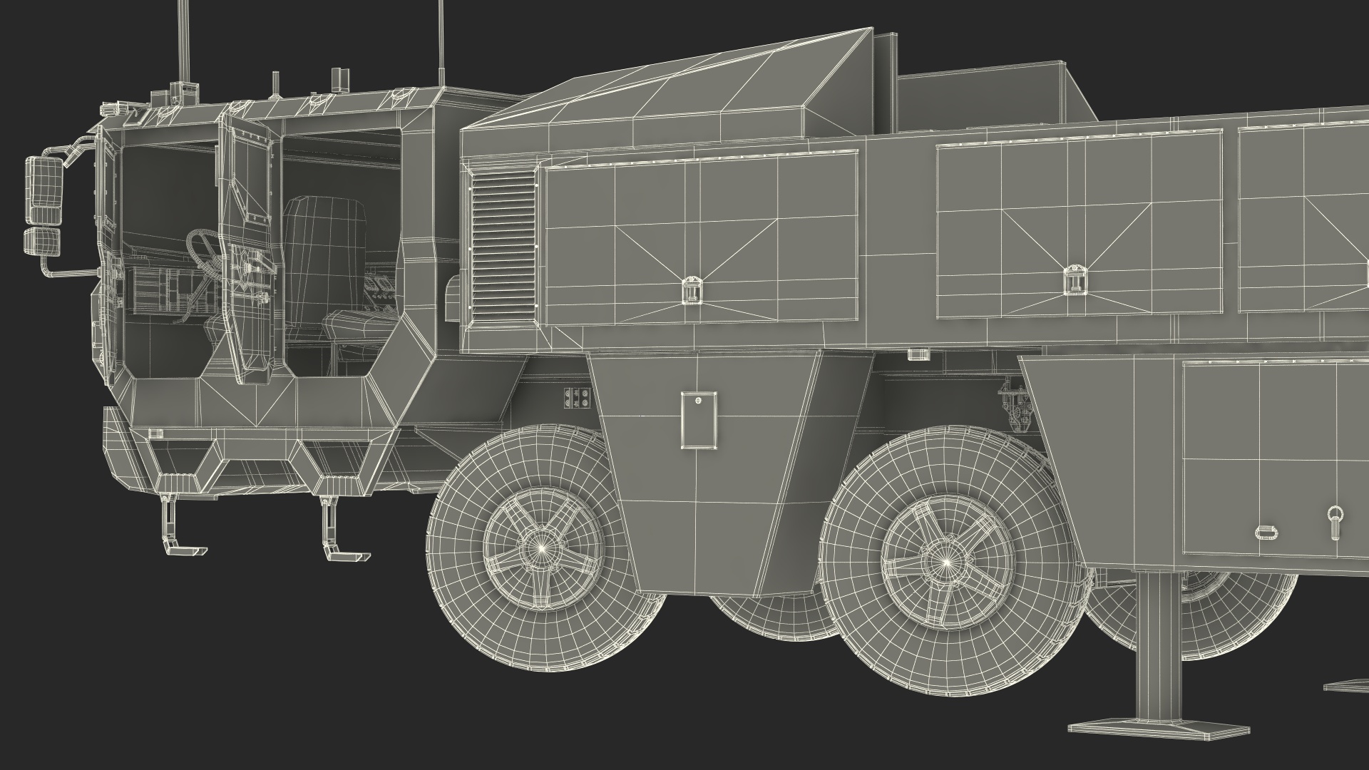 3D Atomic Missile on Road Mobile Vehicle Rigged for Maya model