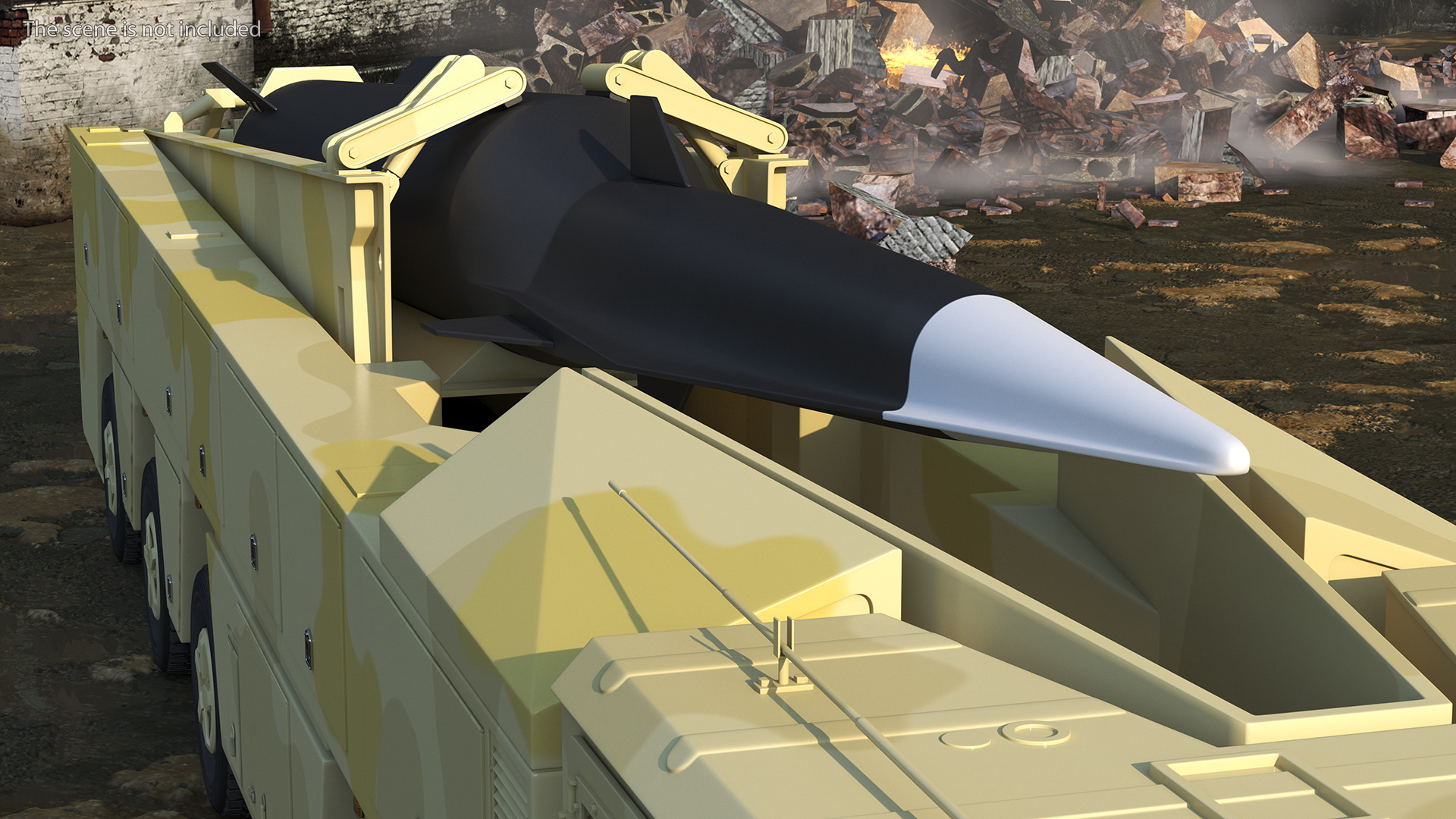 3D Atomic Missile on Road Mobile Vehicle Rigged for Maya model