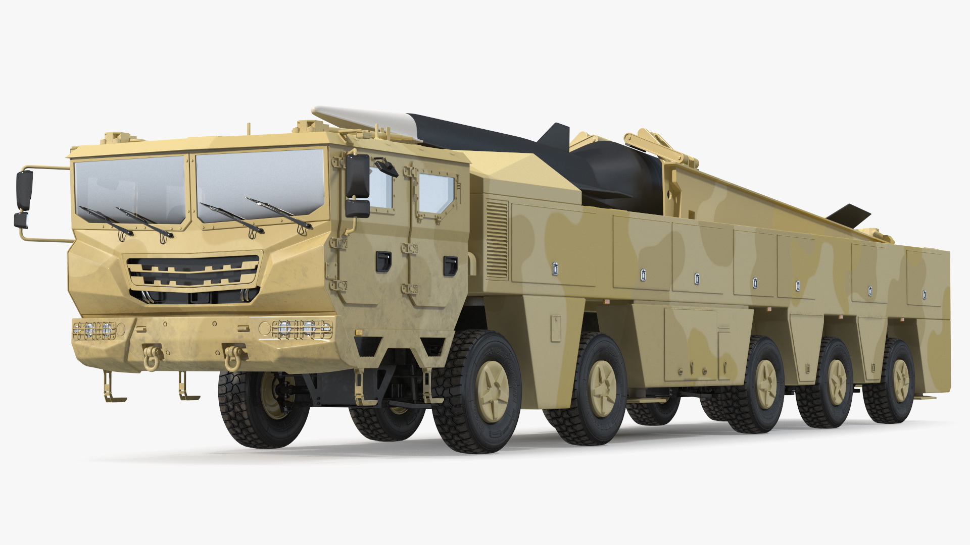 3D Atomic Missile on Road Mobile Vehicle Rigged for Maya model
