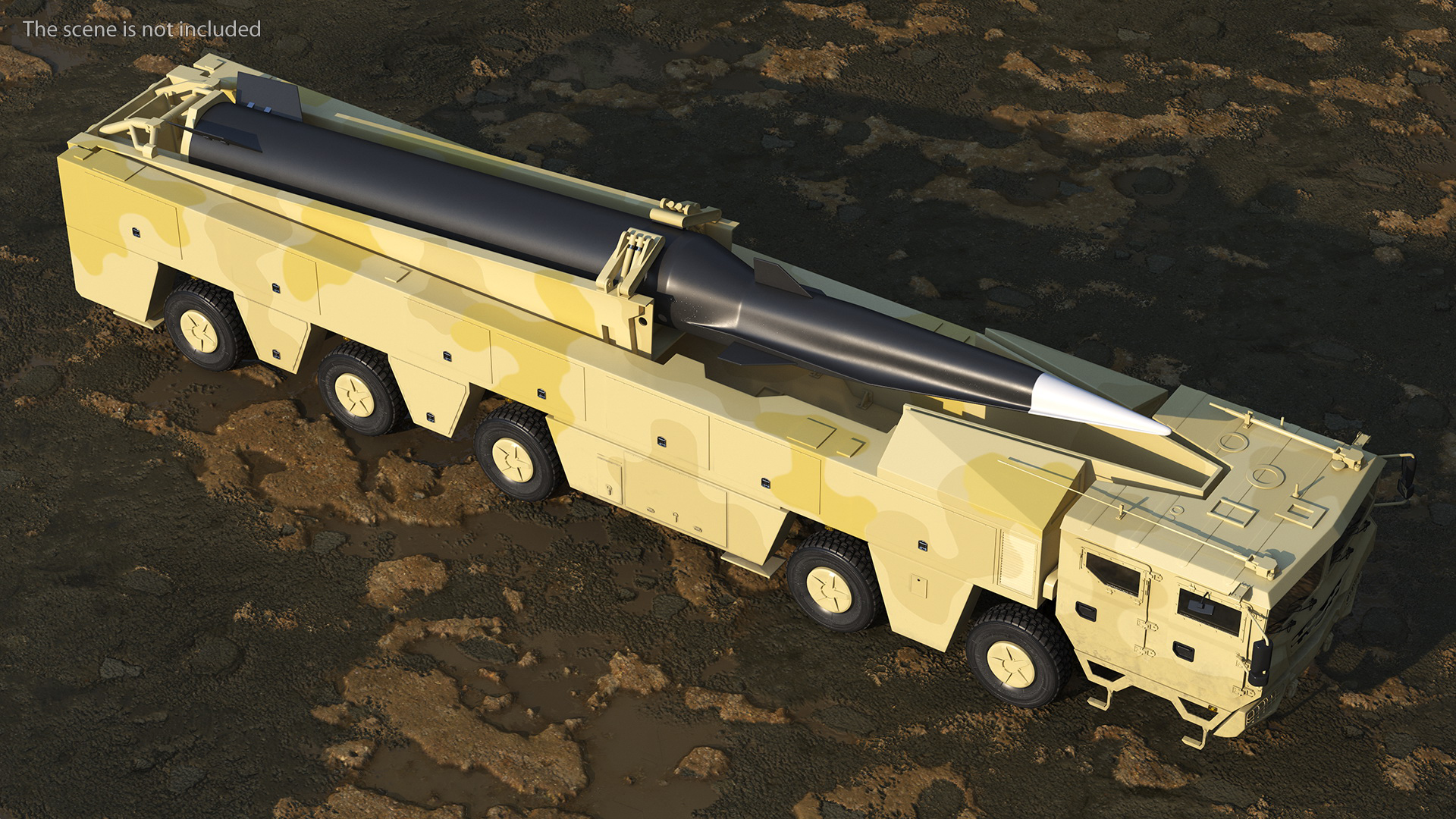 3D Atomic Missile on Road Mobile Vehicle Rigged for Maya model