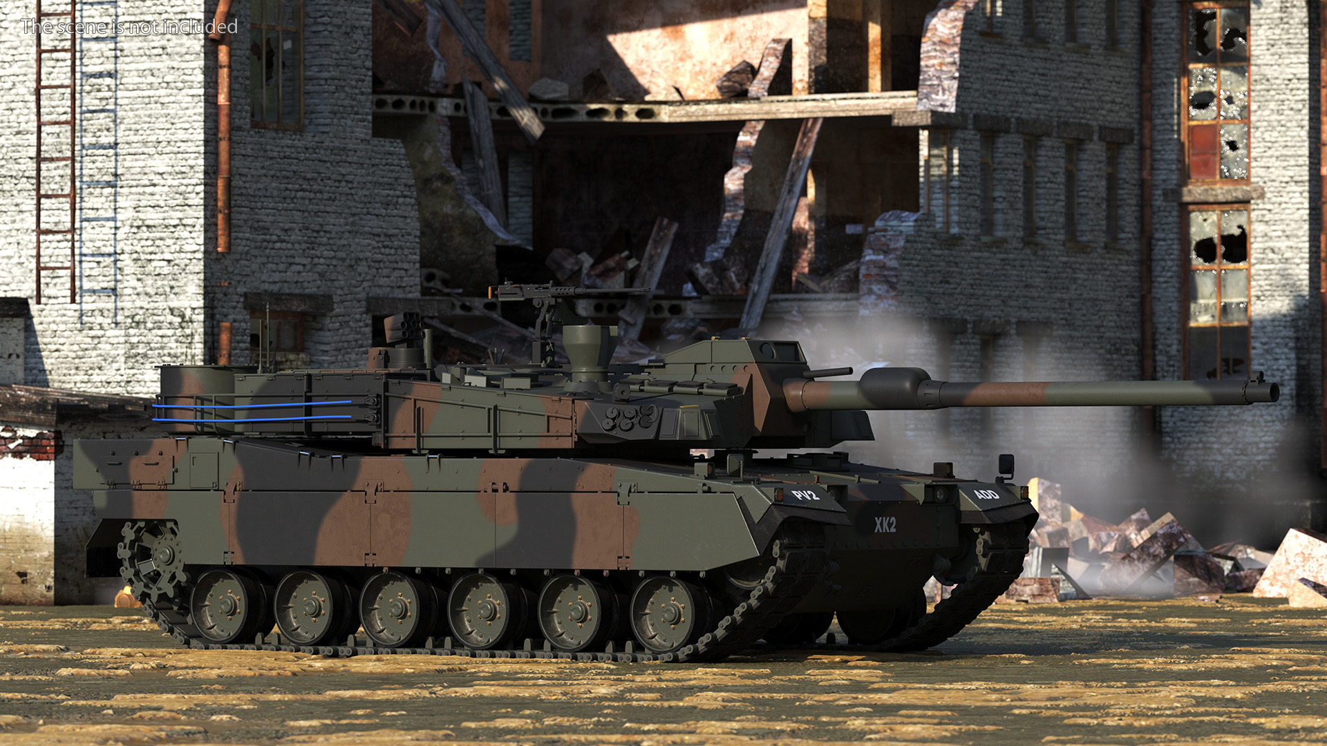 3D Korean K2 Tank Camouflage Color Rigged model