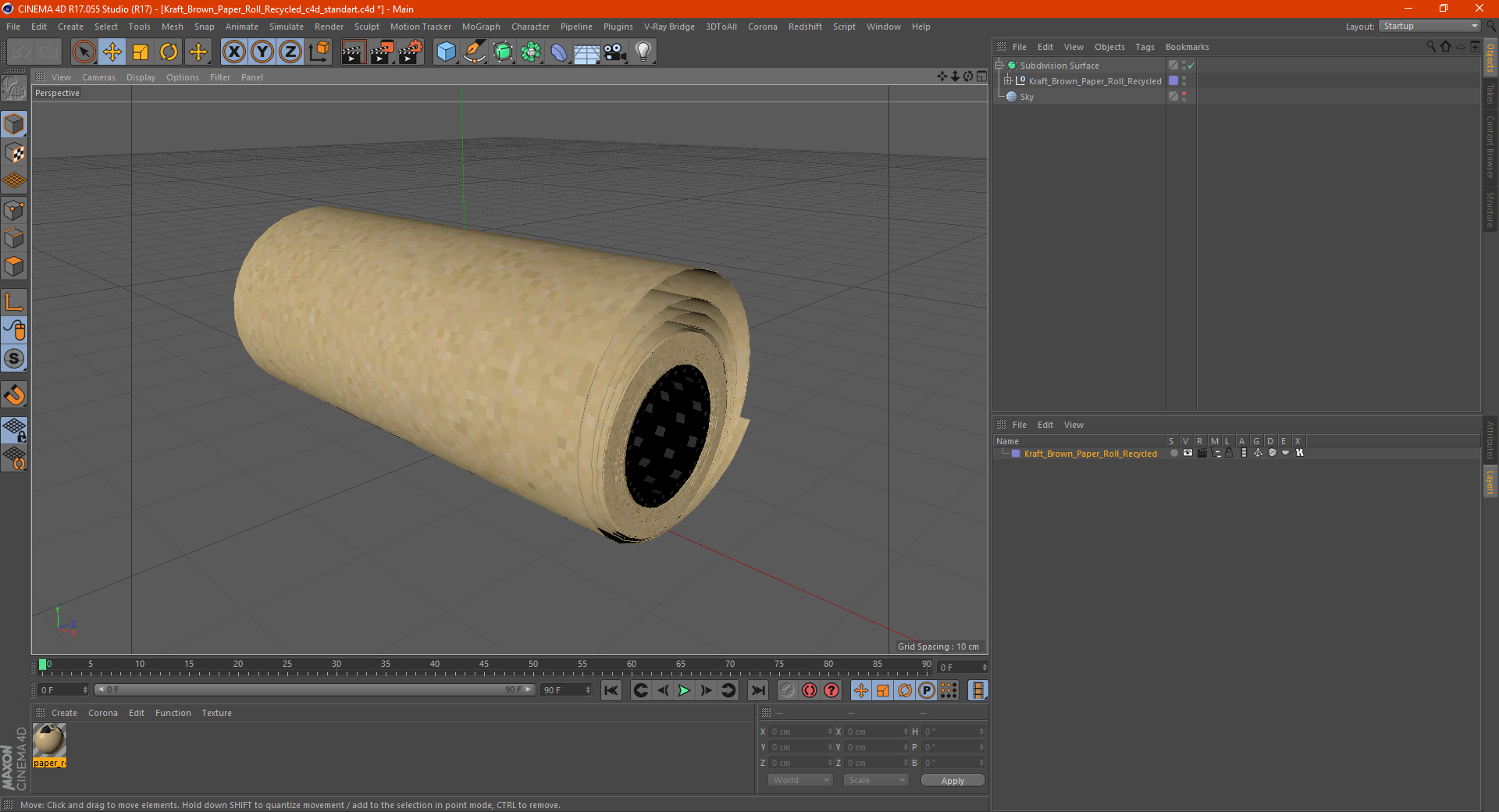 3D Kraft Brown Paper Roll Recycled
