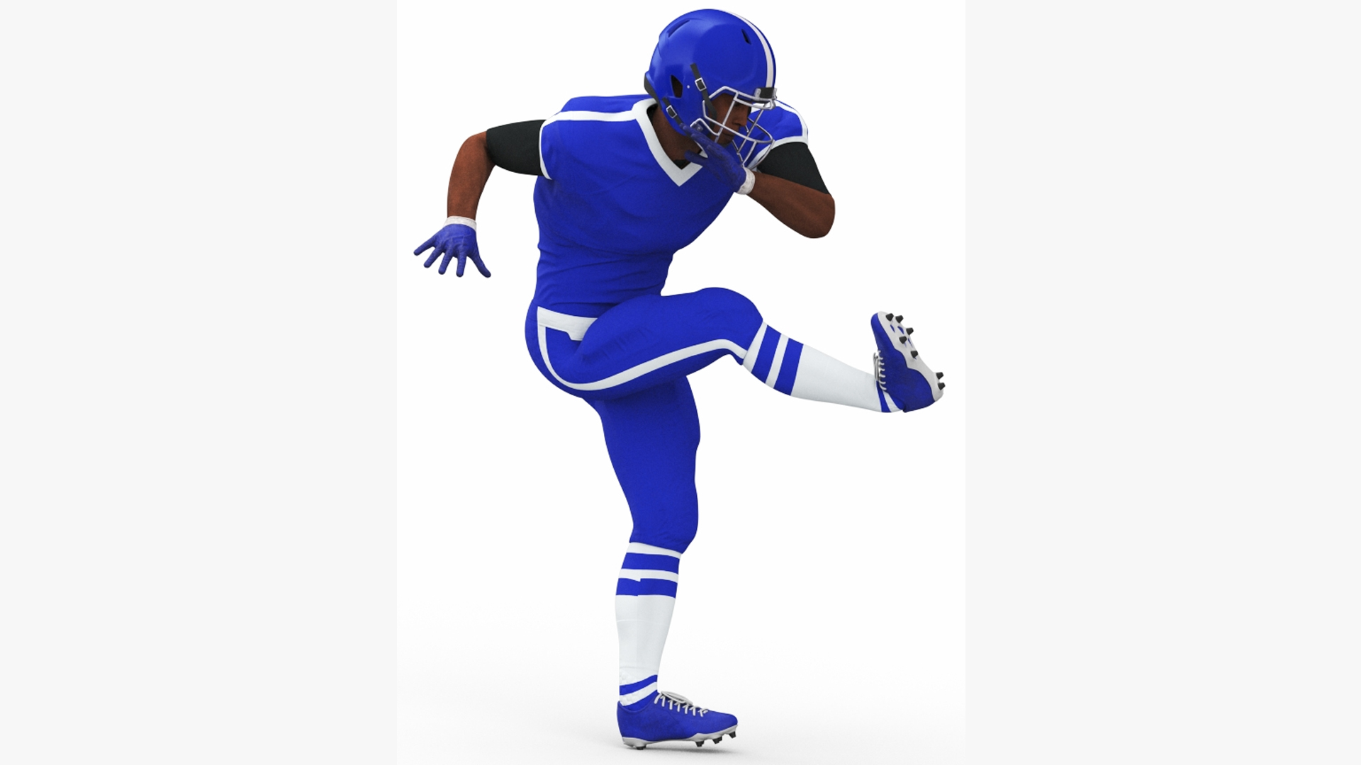 Blue Uniform Black Man Football Player Rigged for Maya 3D model
