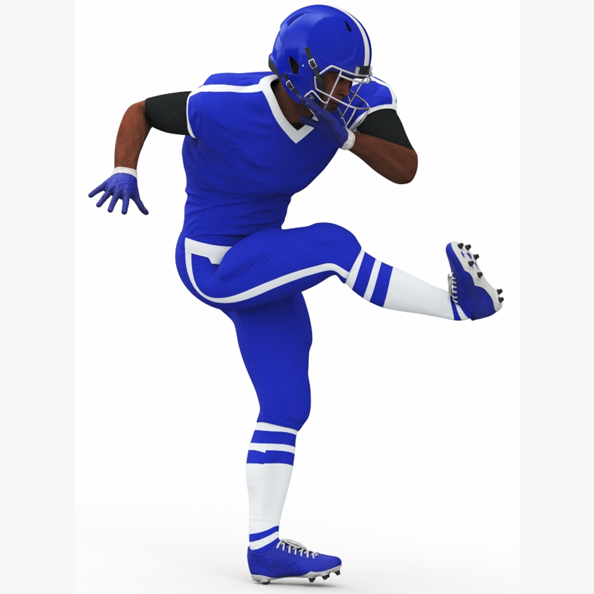 Blue Uniform Black Man Football Player Rigged for Maya 3D model