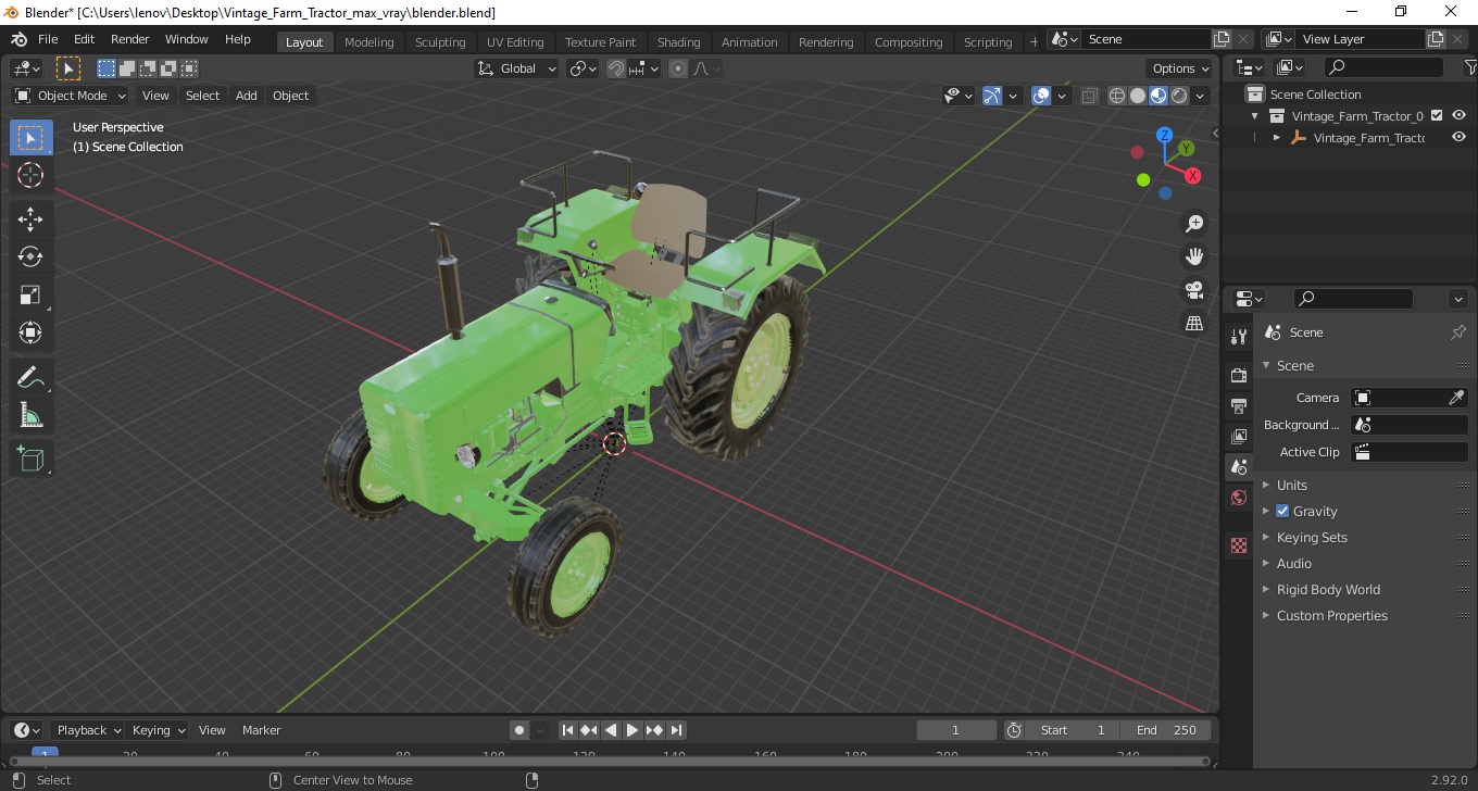 3D model Vintage Farm Tractor