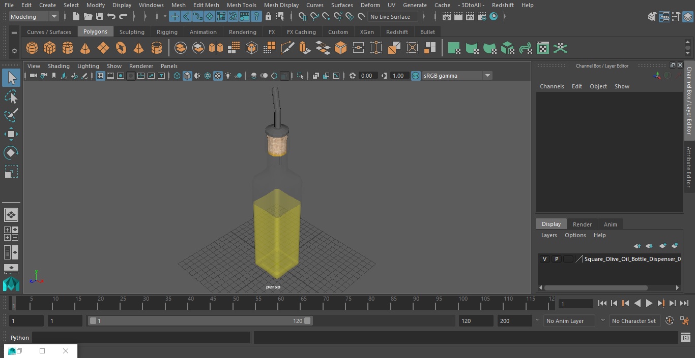 3D Square Olive Oil Bottle Dispenser model