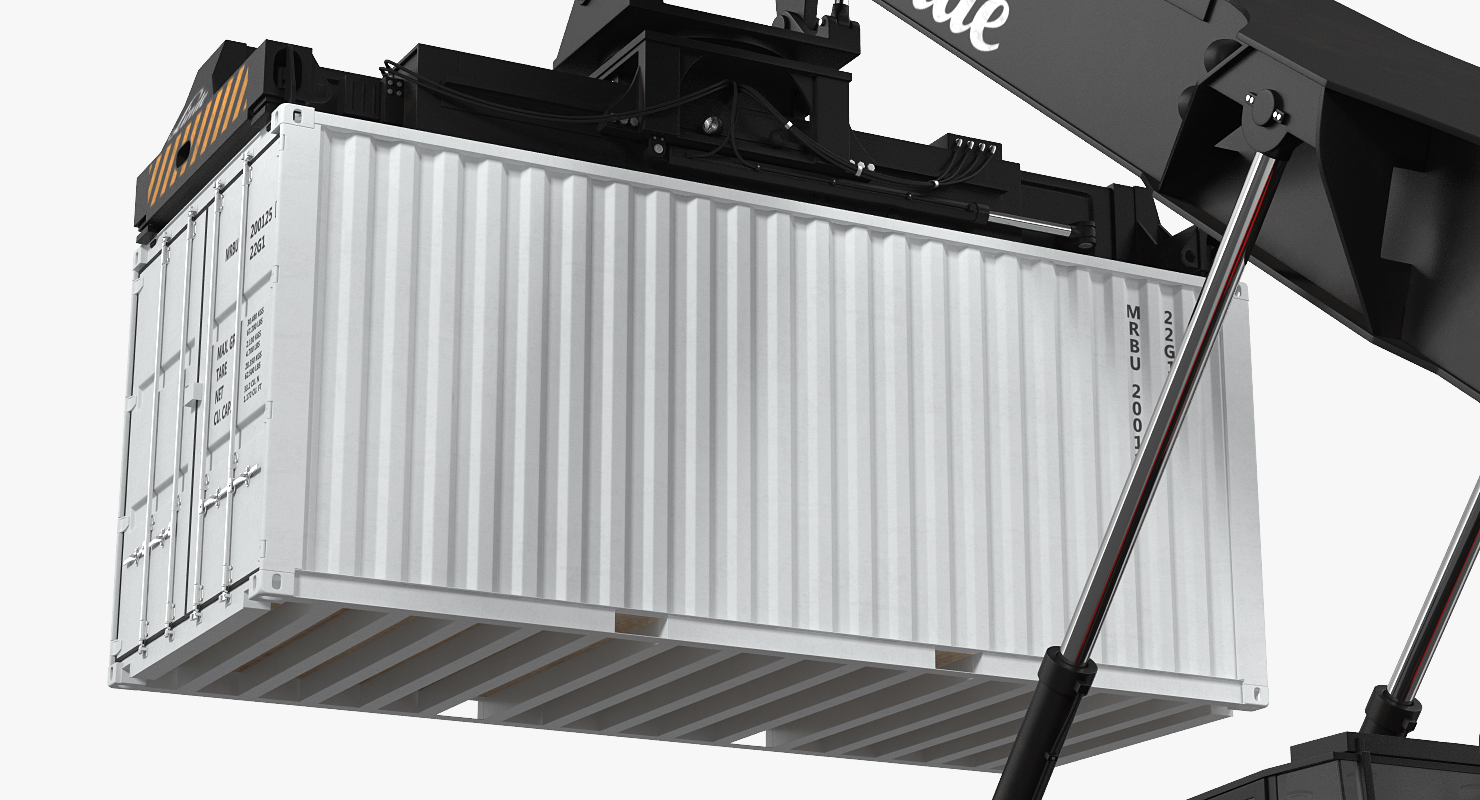 3D model Linde Reach Stacker with 20ft ISO Container Rigged