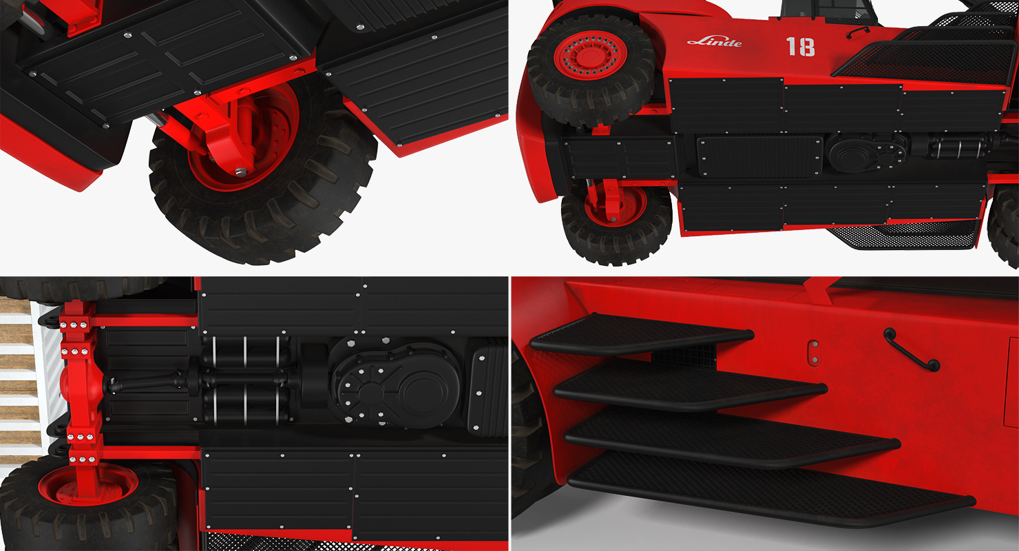 3D model Linde Reach Stacker with 20ft ISO Container Rigged