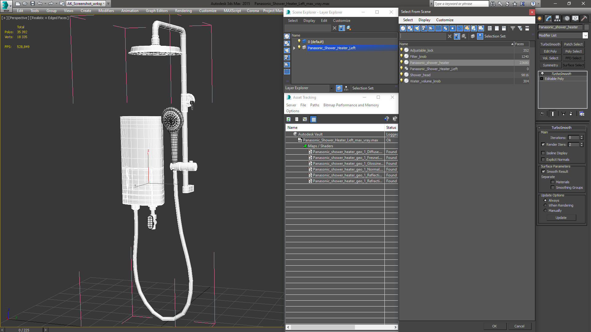 3D Panasonic Shower Heater Left model