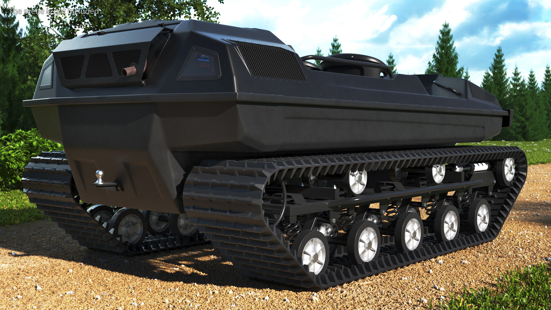 Amphibious Vehicle No Roof Black 3D