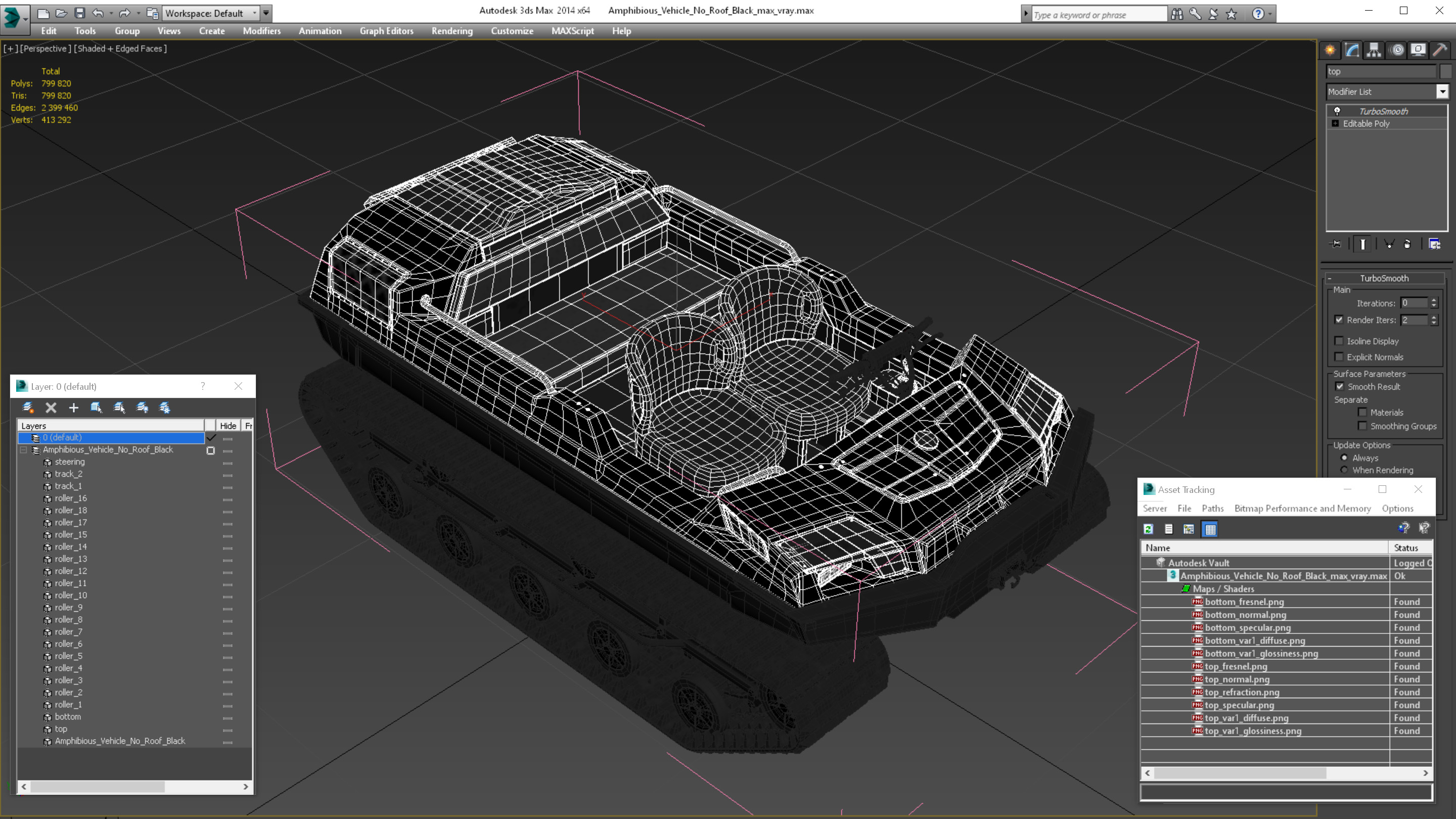 Amphibious Vehicle No Roof Black 3D