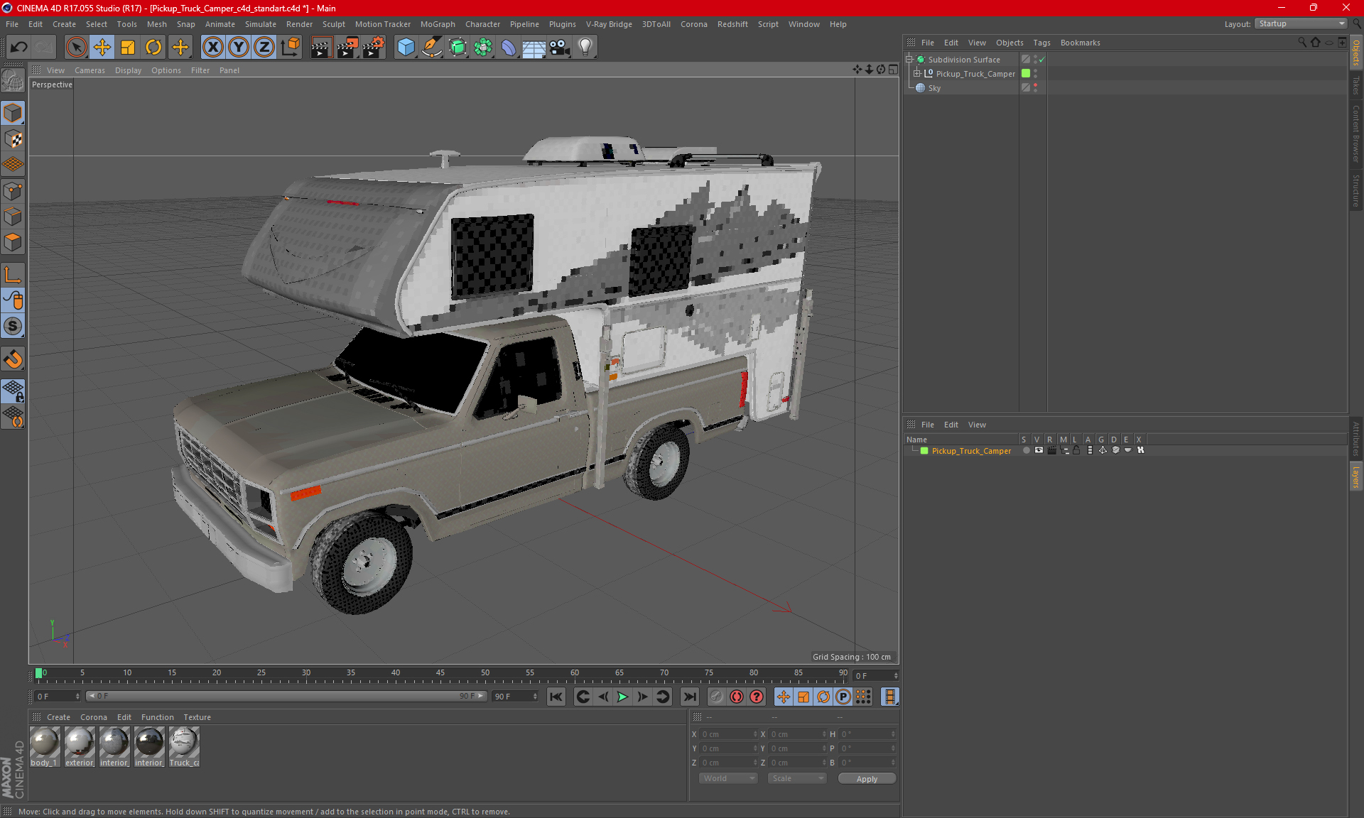Pickup Truck Camper 3D model