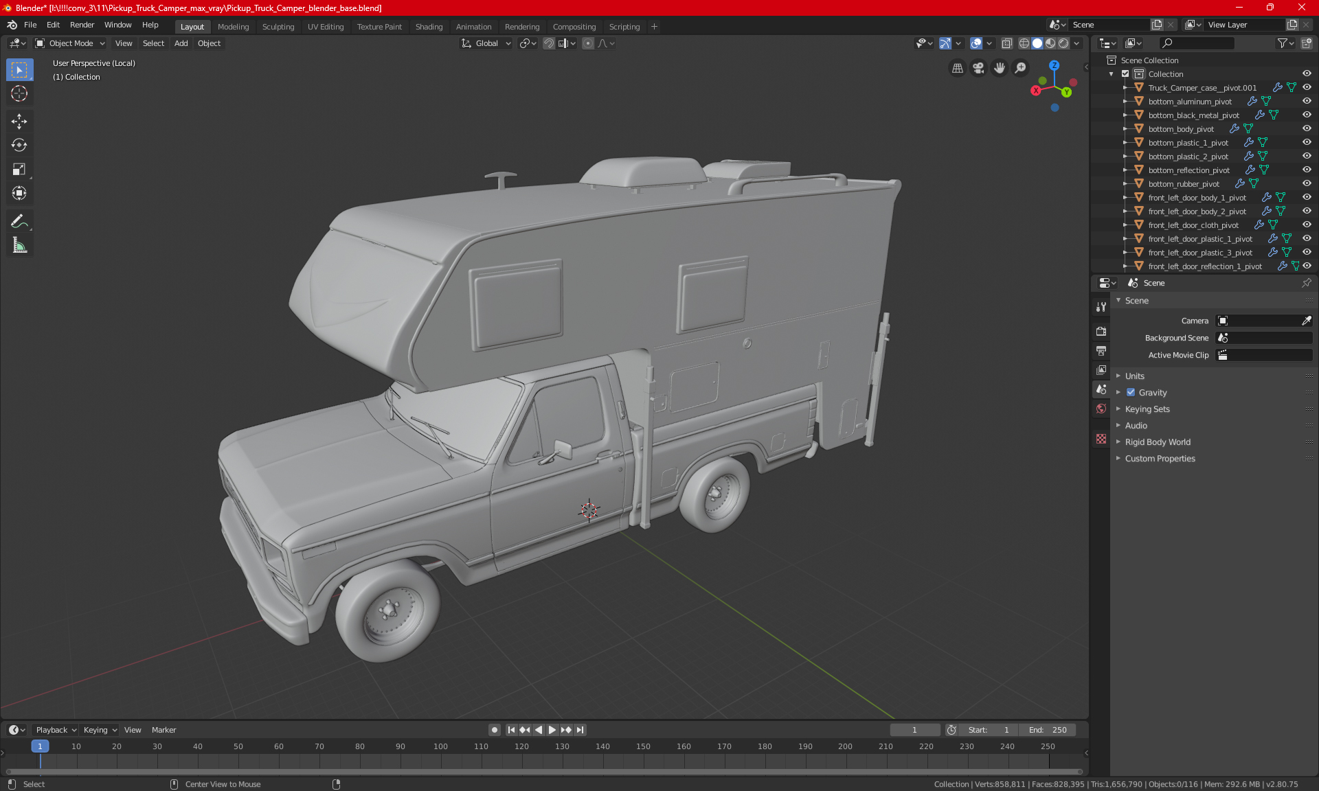Pickup Truck Camper 3D model