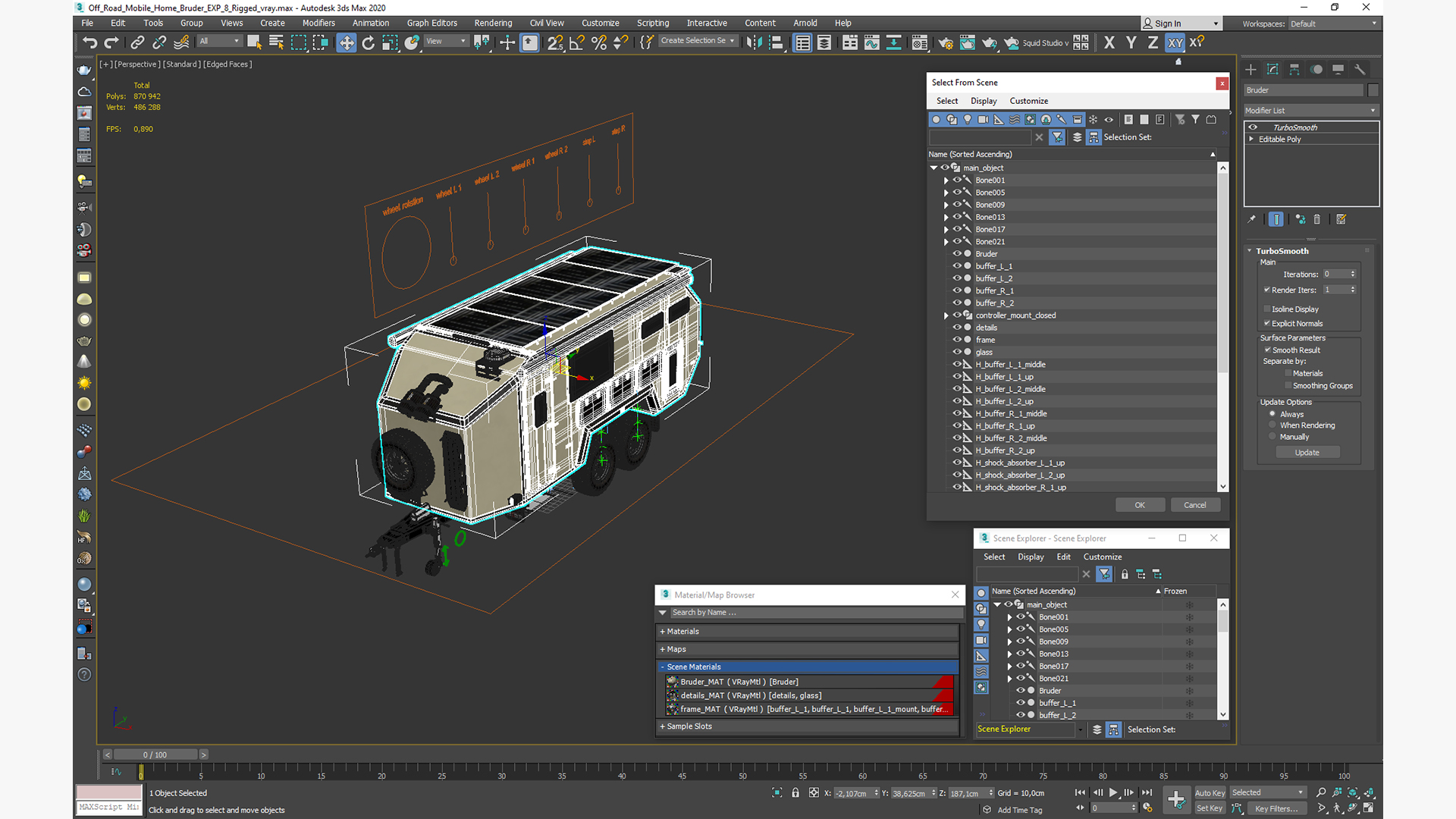 3D model Off Road Mobile Home Bruder EXP 8 Rigged