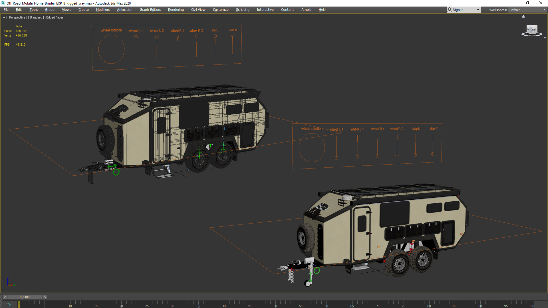 3D model Off Road Mobile Home Bruder EXP 8 Rigged