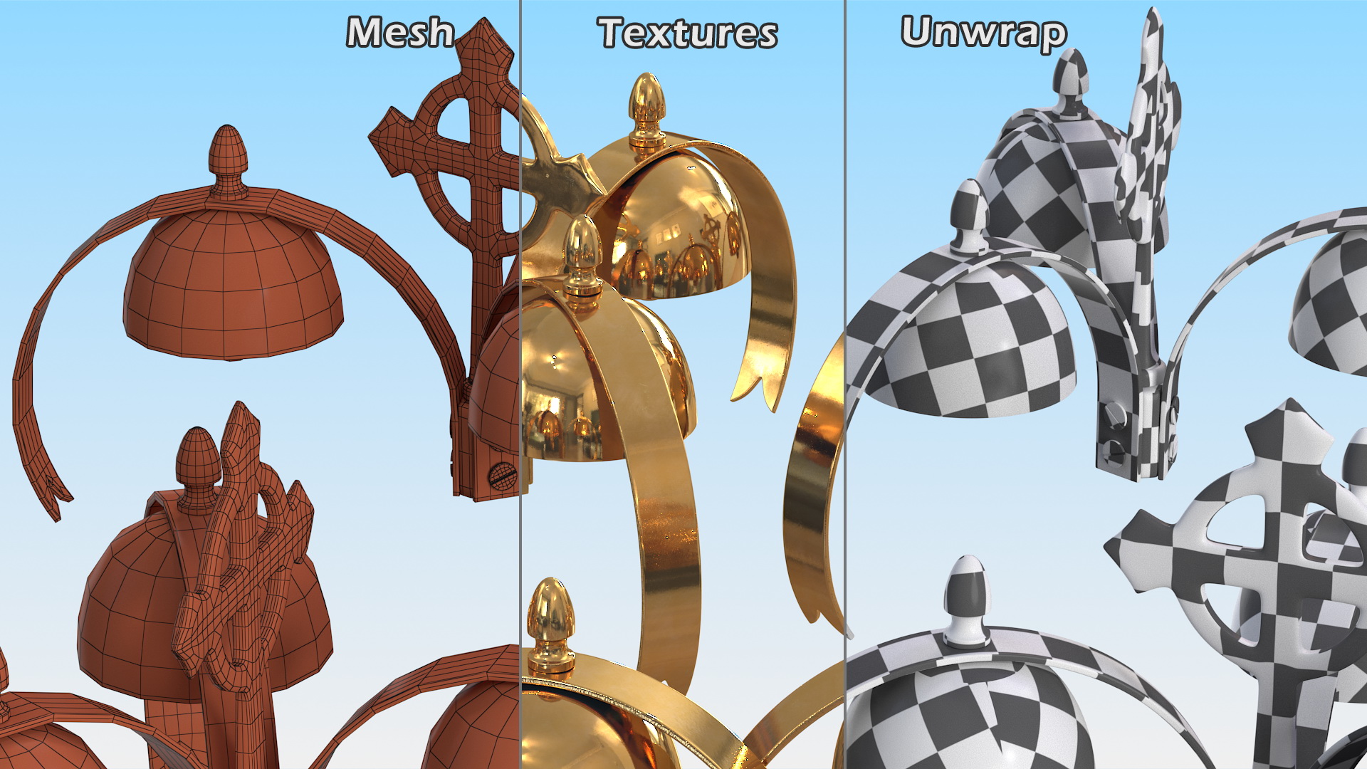 3D Golden Liturgical Bell 3 Sounds