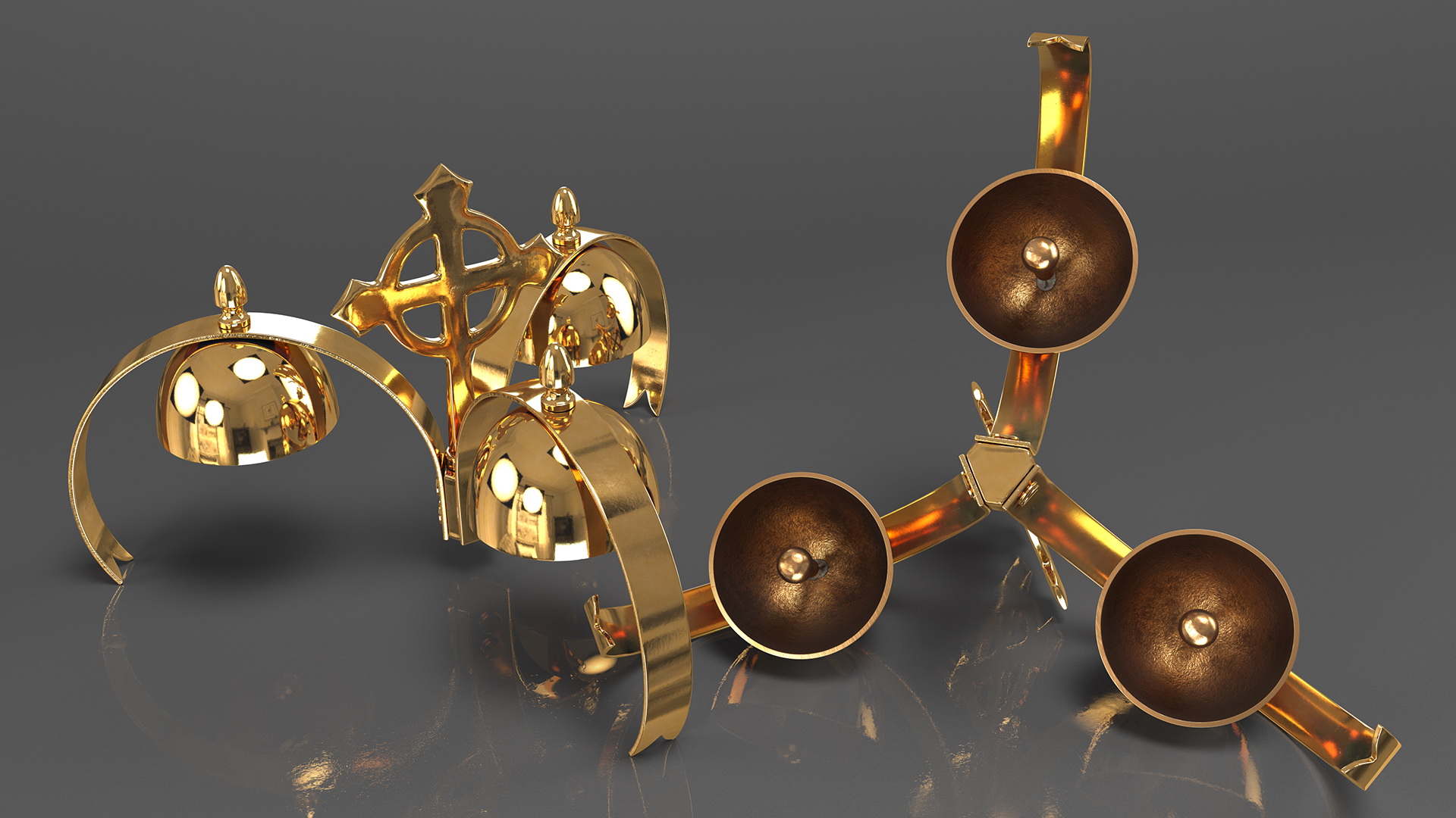 3D Golden Liturgical Bell 3 Sounds
