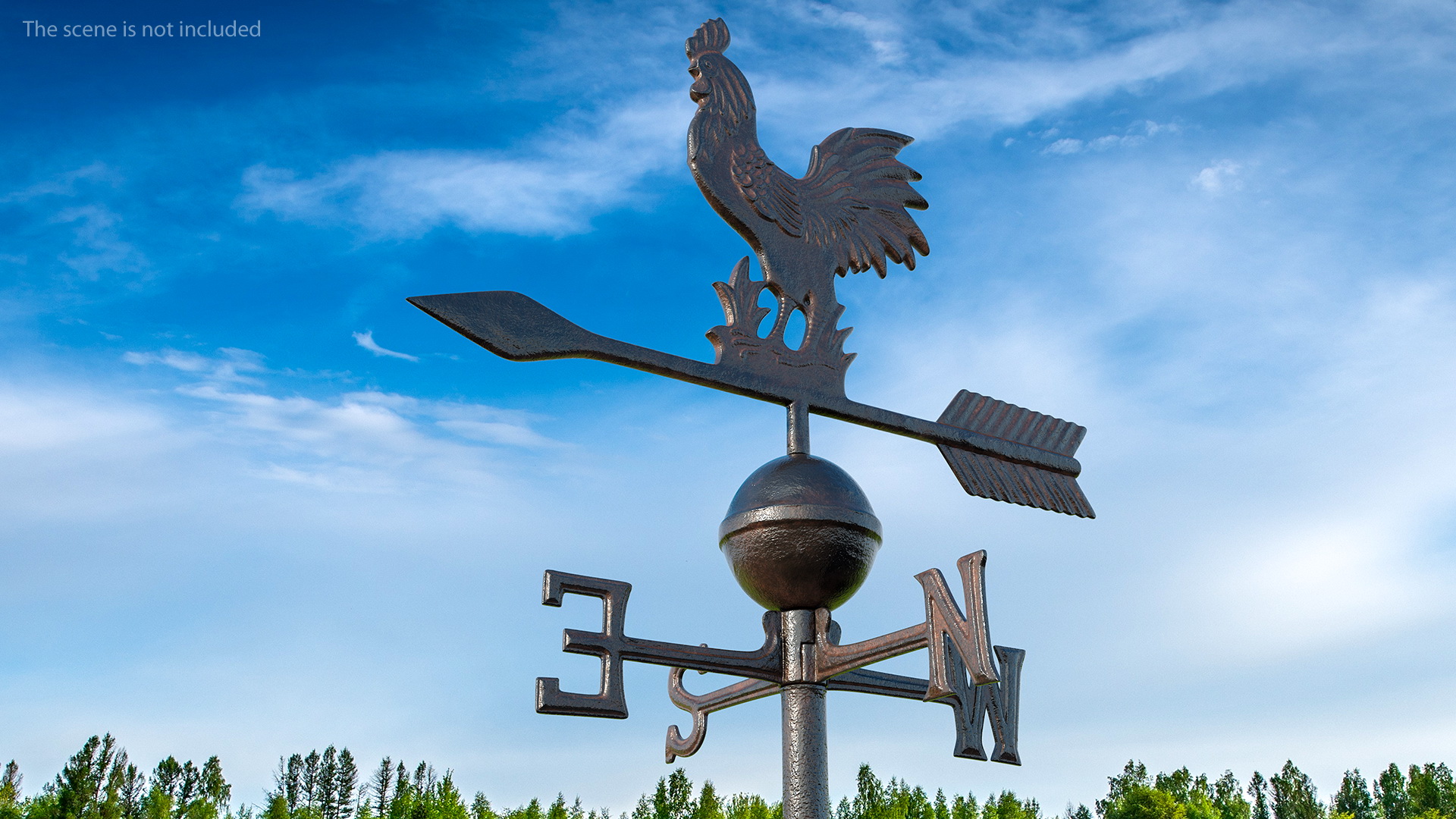 Vintage Cast Iron Rooster Weathervane 3D