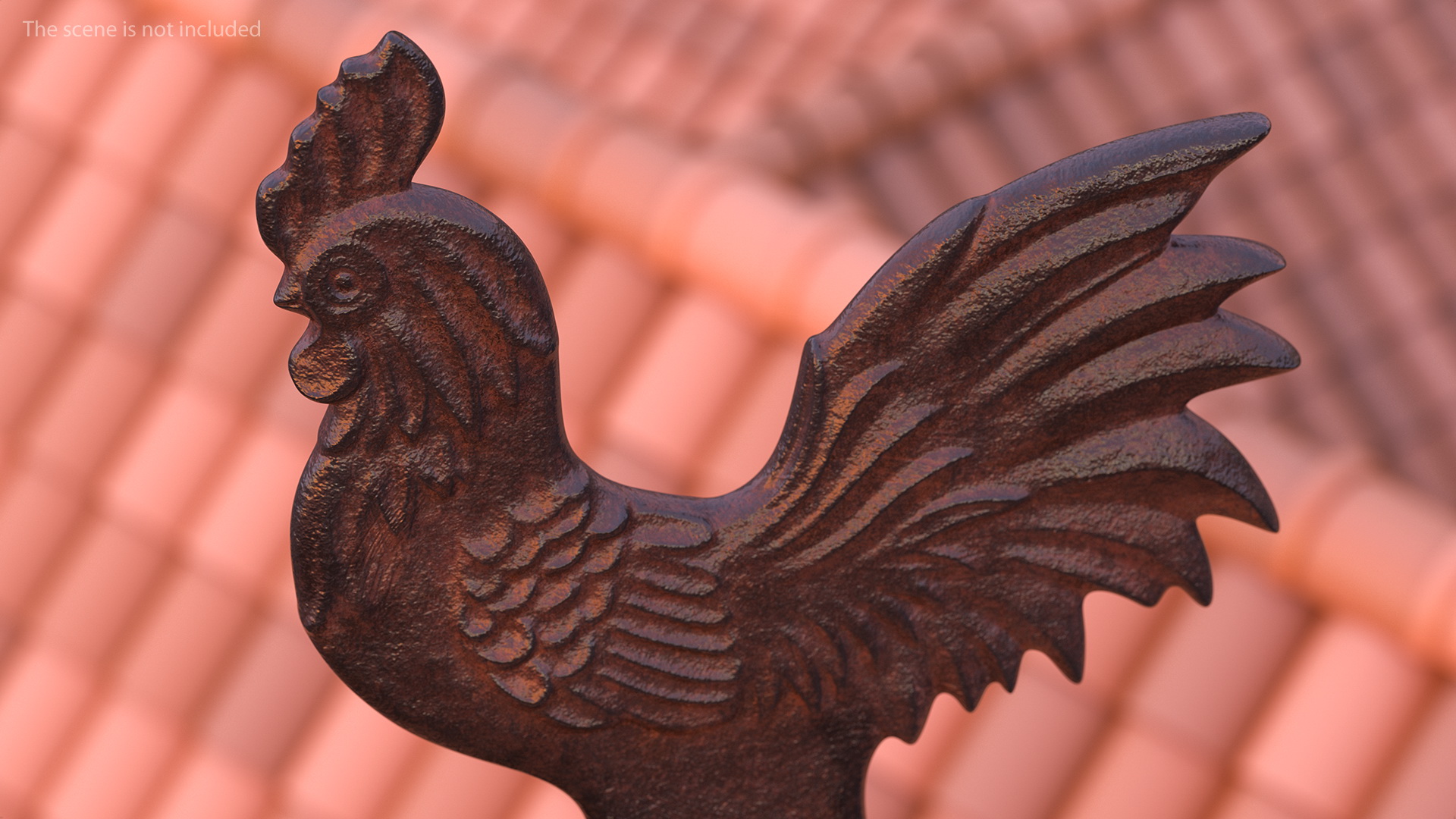 Vintage Cast Iron Rooster Weathervane 3D