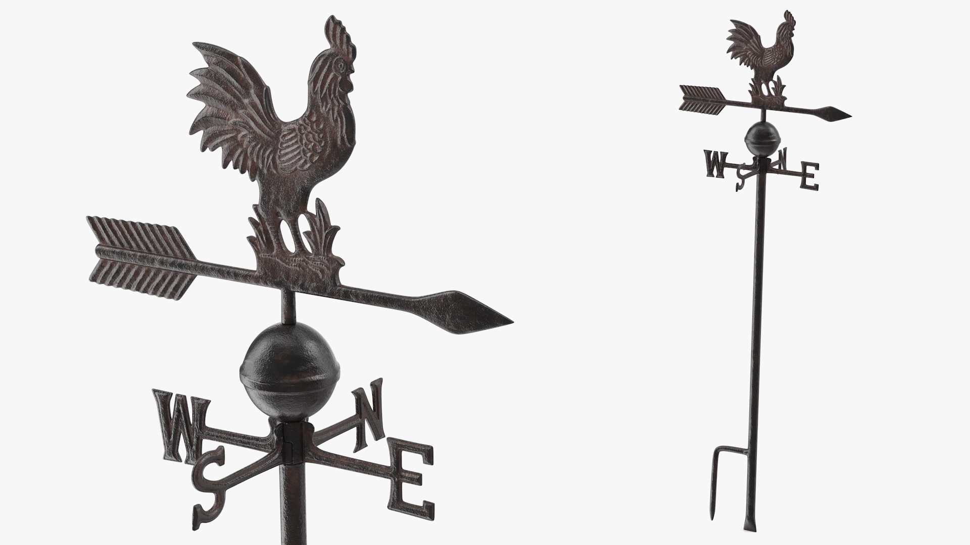 Vintage Cast Iron Rooster Weathervane 3D