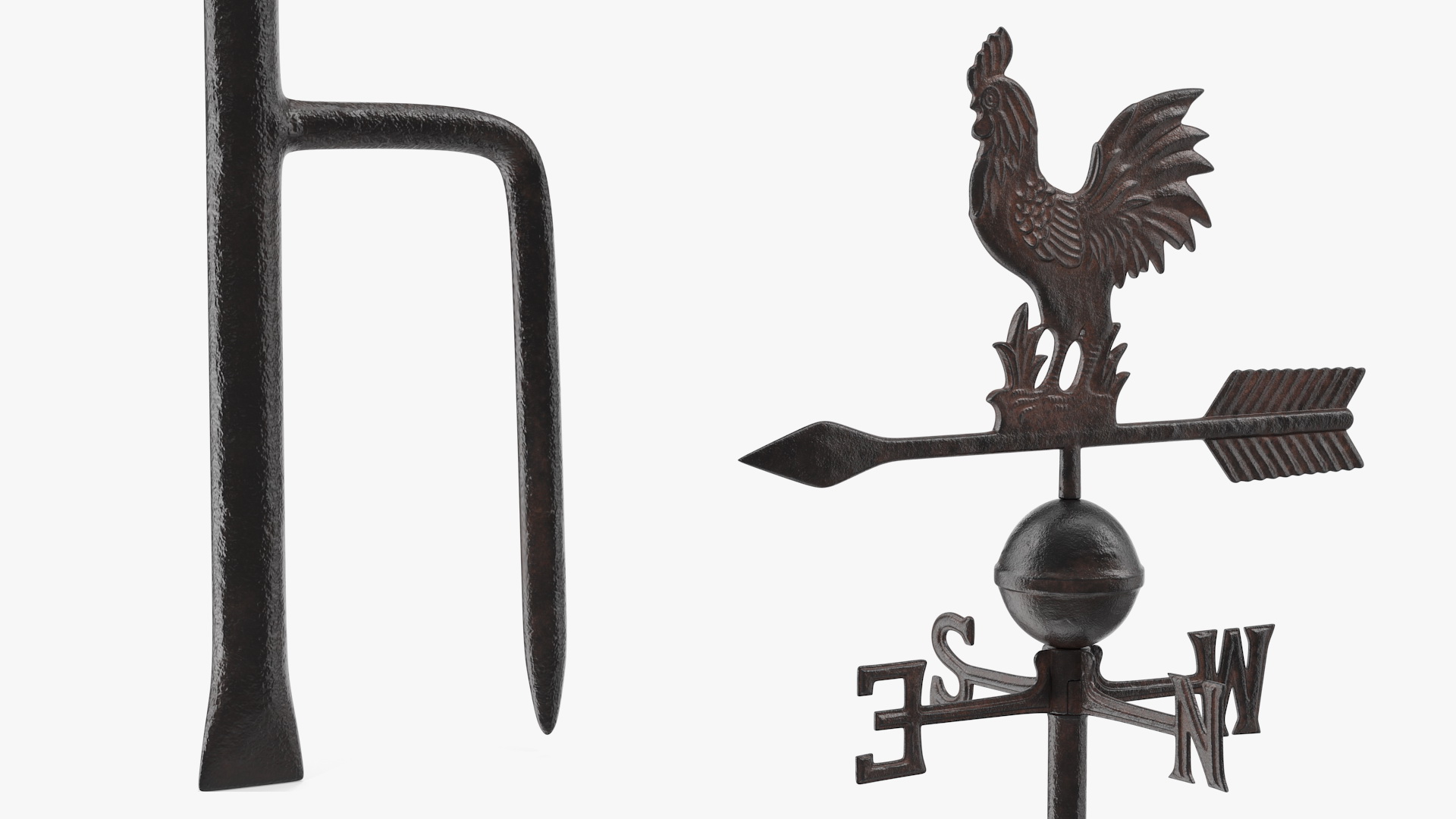Vintage Cast Iron Rooster Weathervane 3D