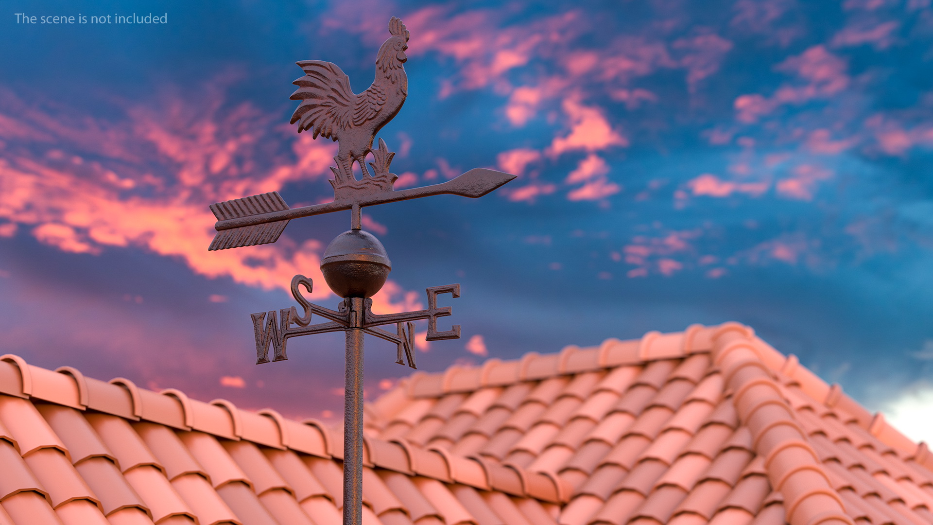 Vintage Cast Iron Rooster Weathervane 3D