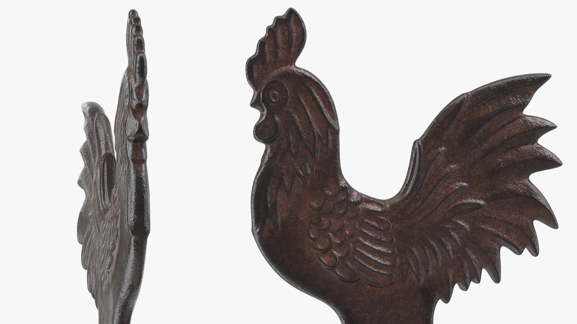 Vintage Cast Iron Rooster Weathervane 3D