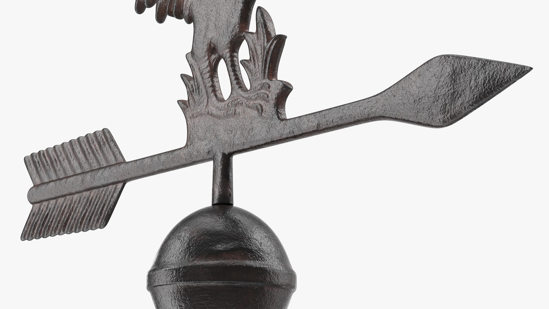 Vintage Cast Iron Rooster Weathervane 3D